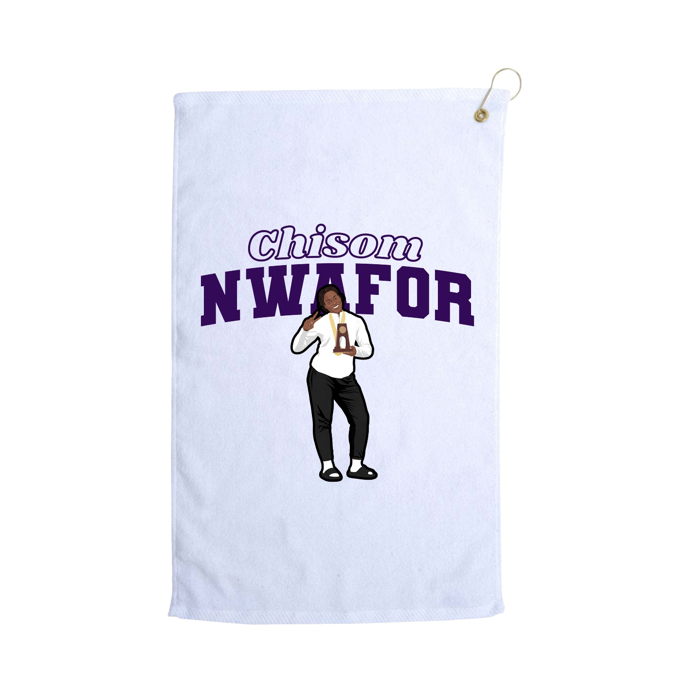 Golf Towel — Name Arch in White