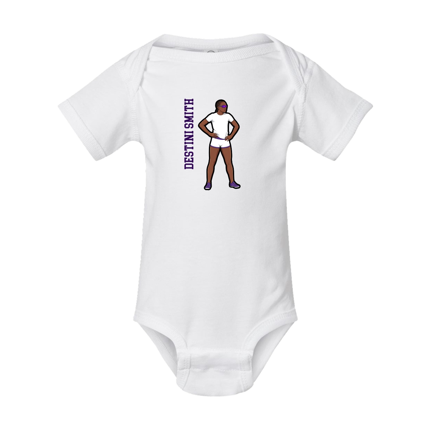 Baby Onesie — Name Vertical in White