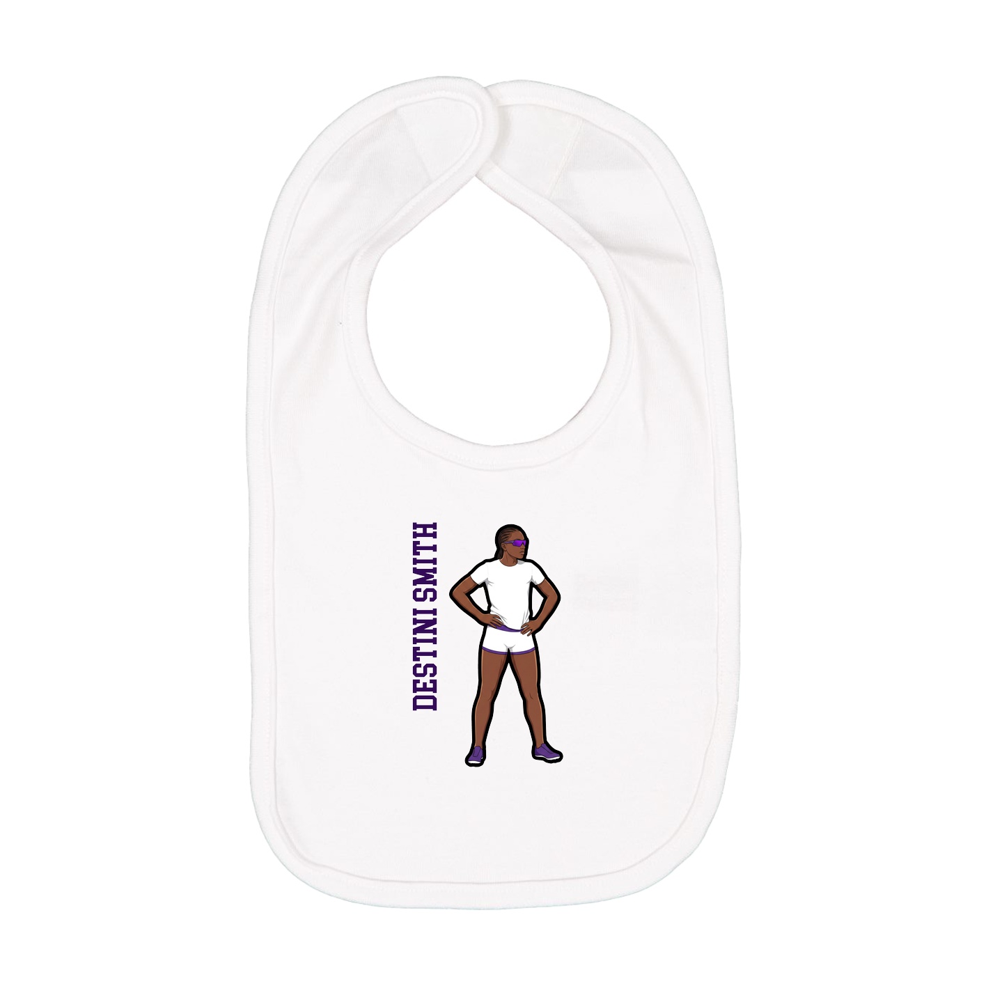 Infant Bib — Name Vertical in White