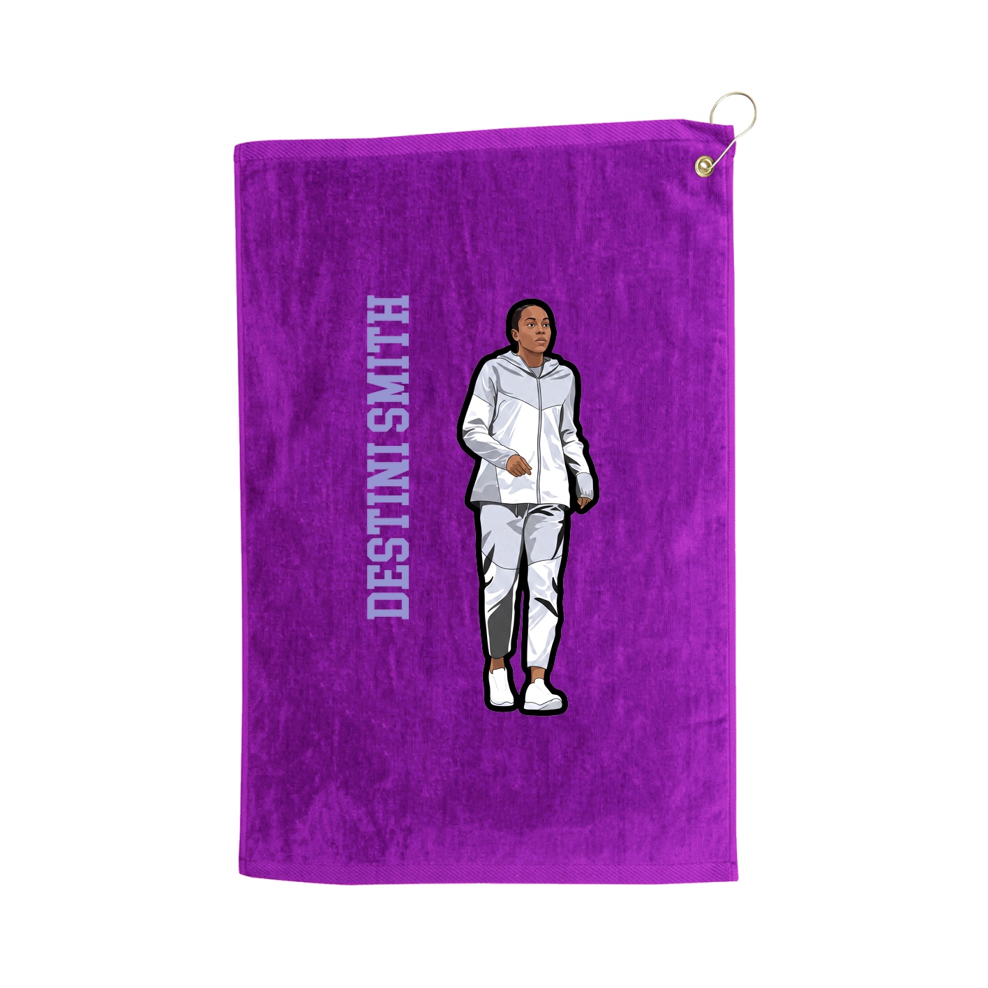 Golf Towel — Name Vertical in Purple