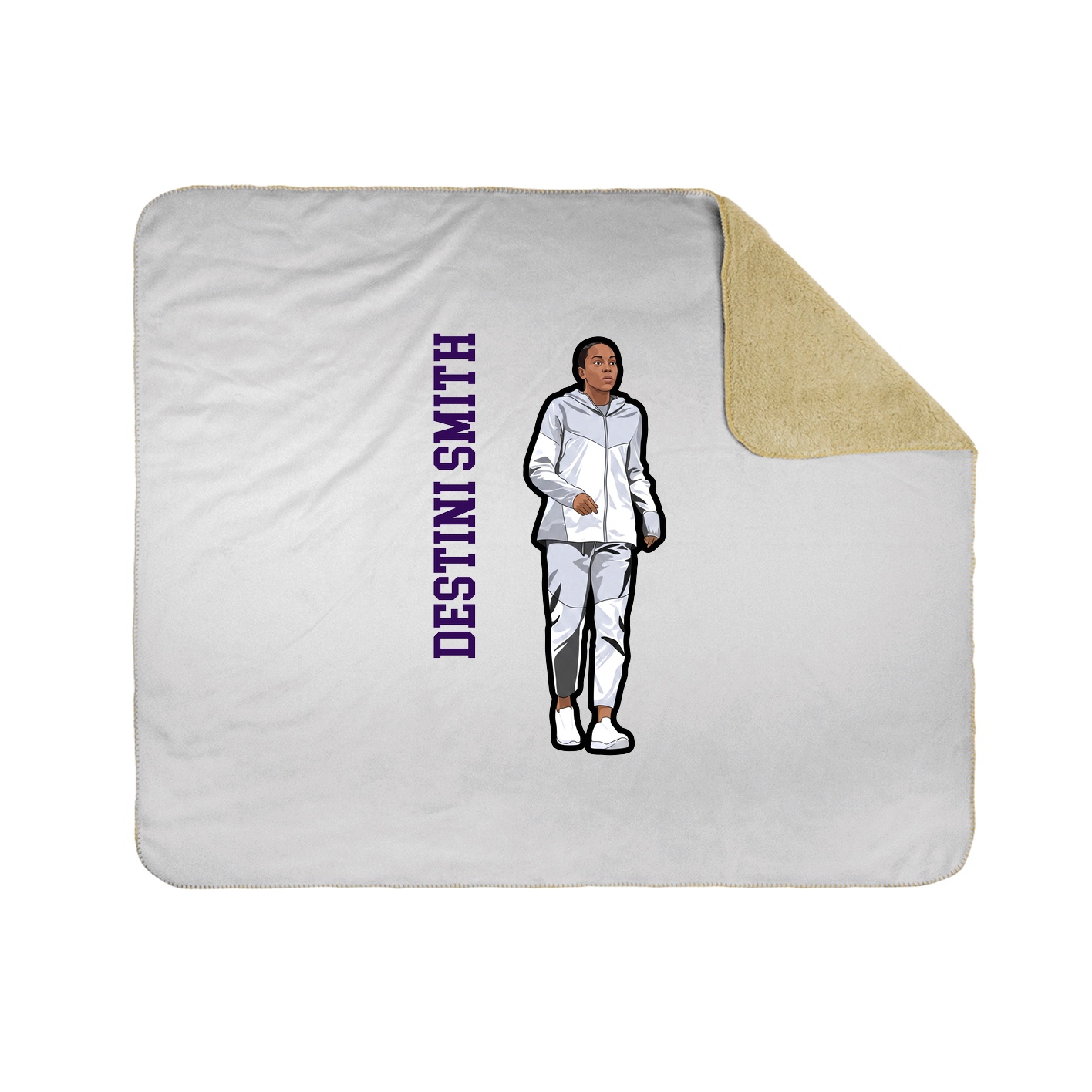 Throw Blanket — Name Vertical in White
