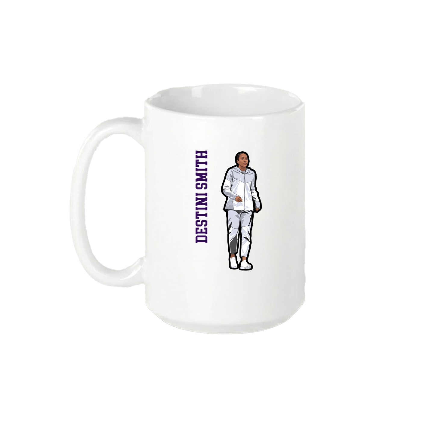 15oz Coffee Mug — Name Vertical in White