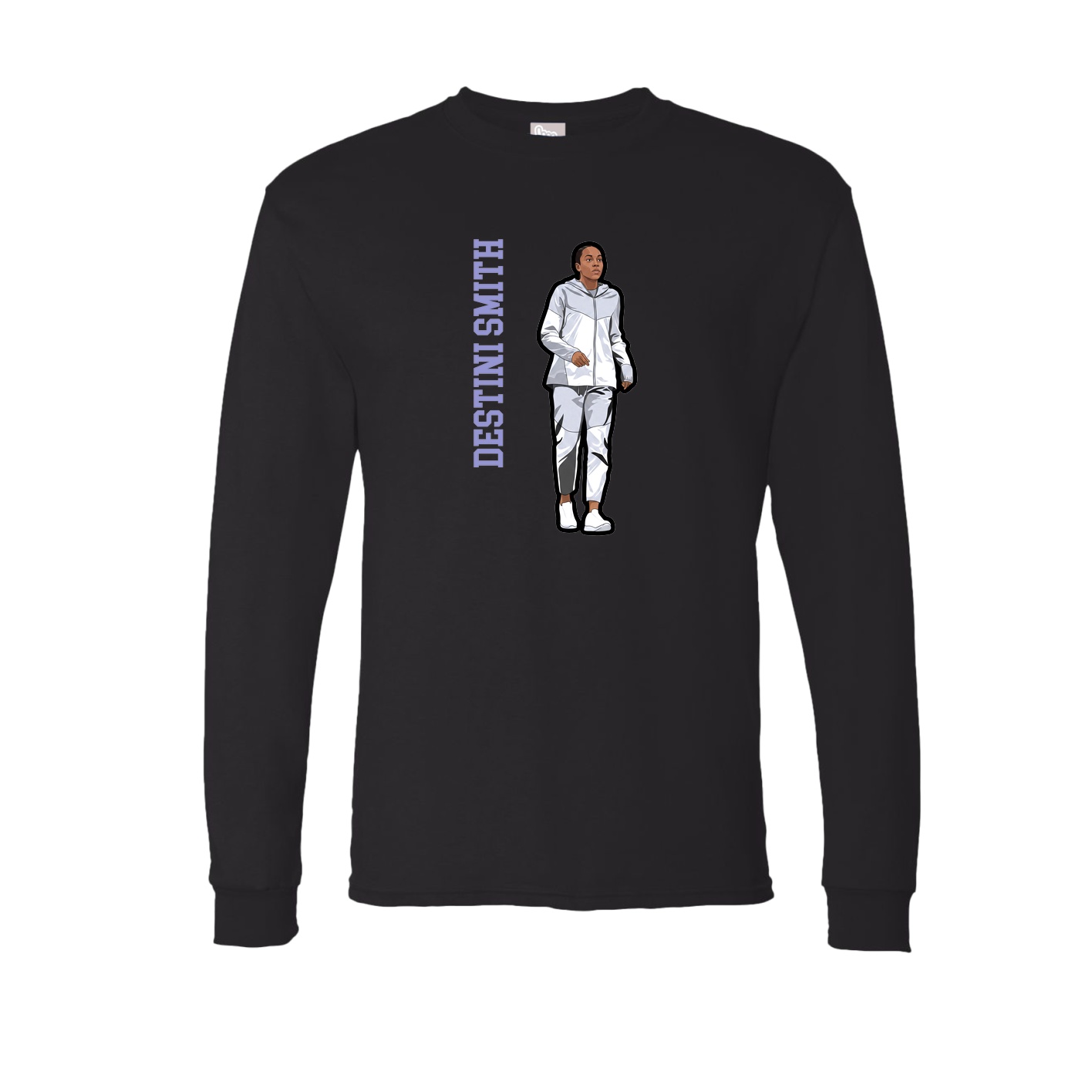Long Sleeve Tee — Name Vertical in Black