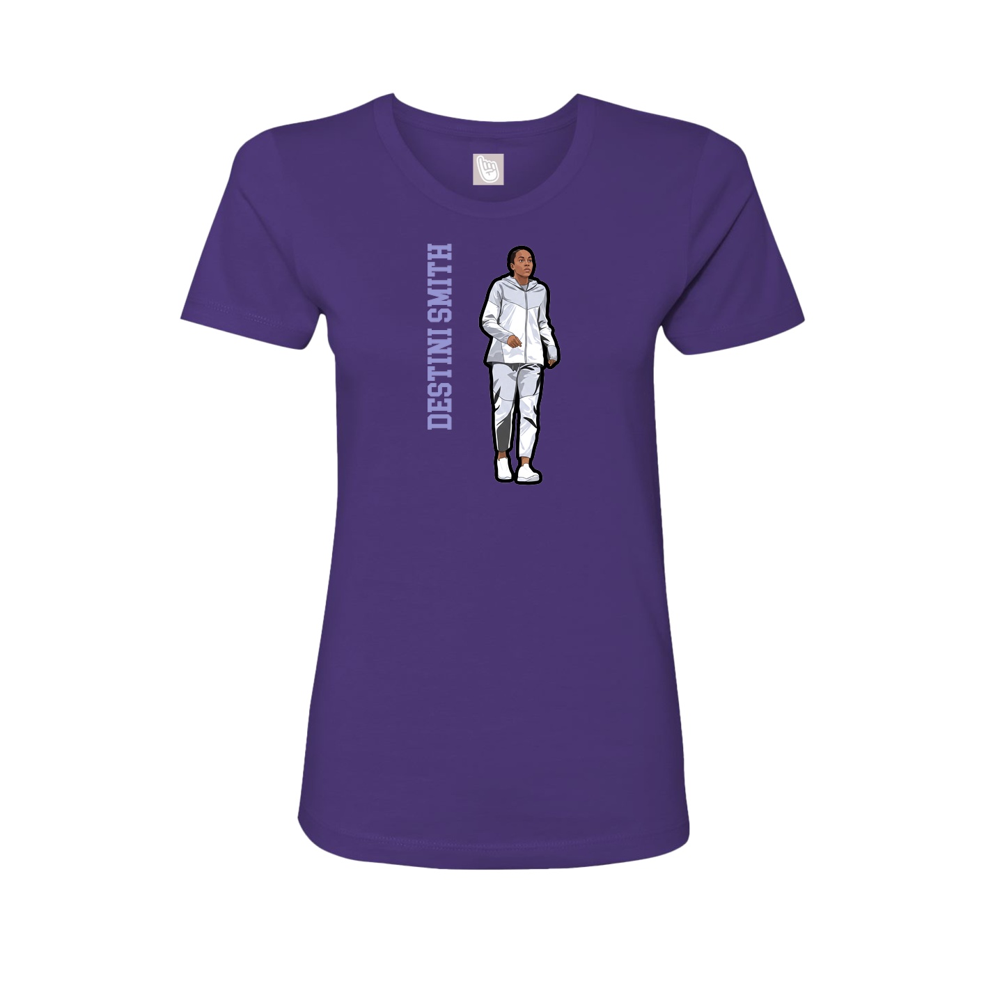 Fitted Women's Tee — Name Vertical in Purple
