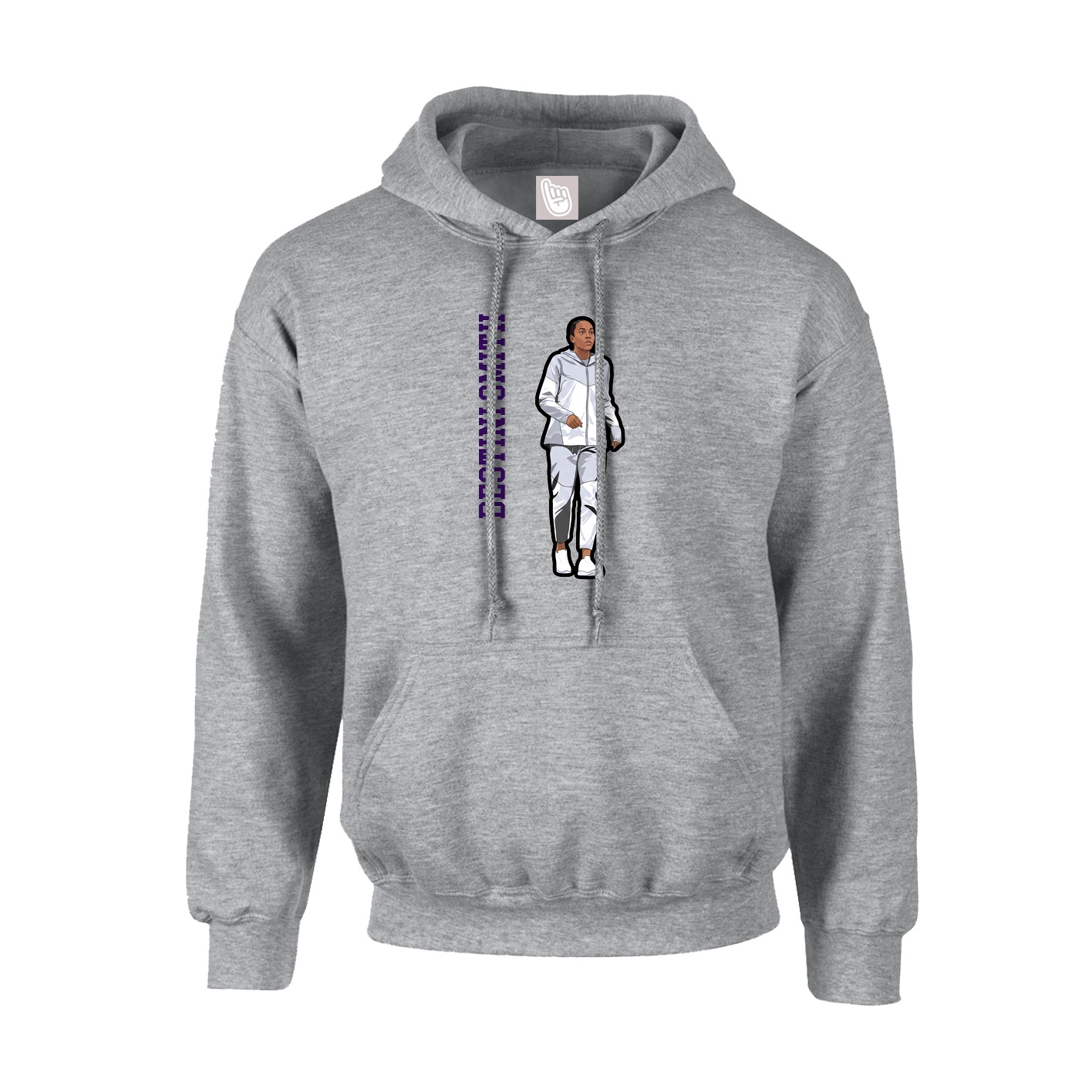 Youth Hoodie — Name Vertical in Grey