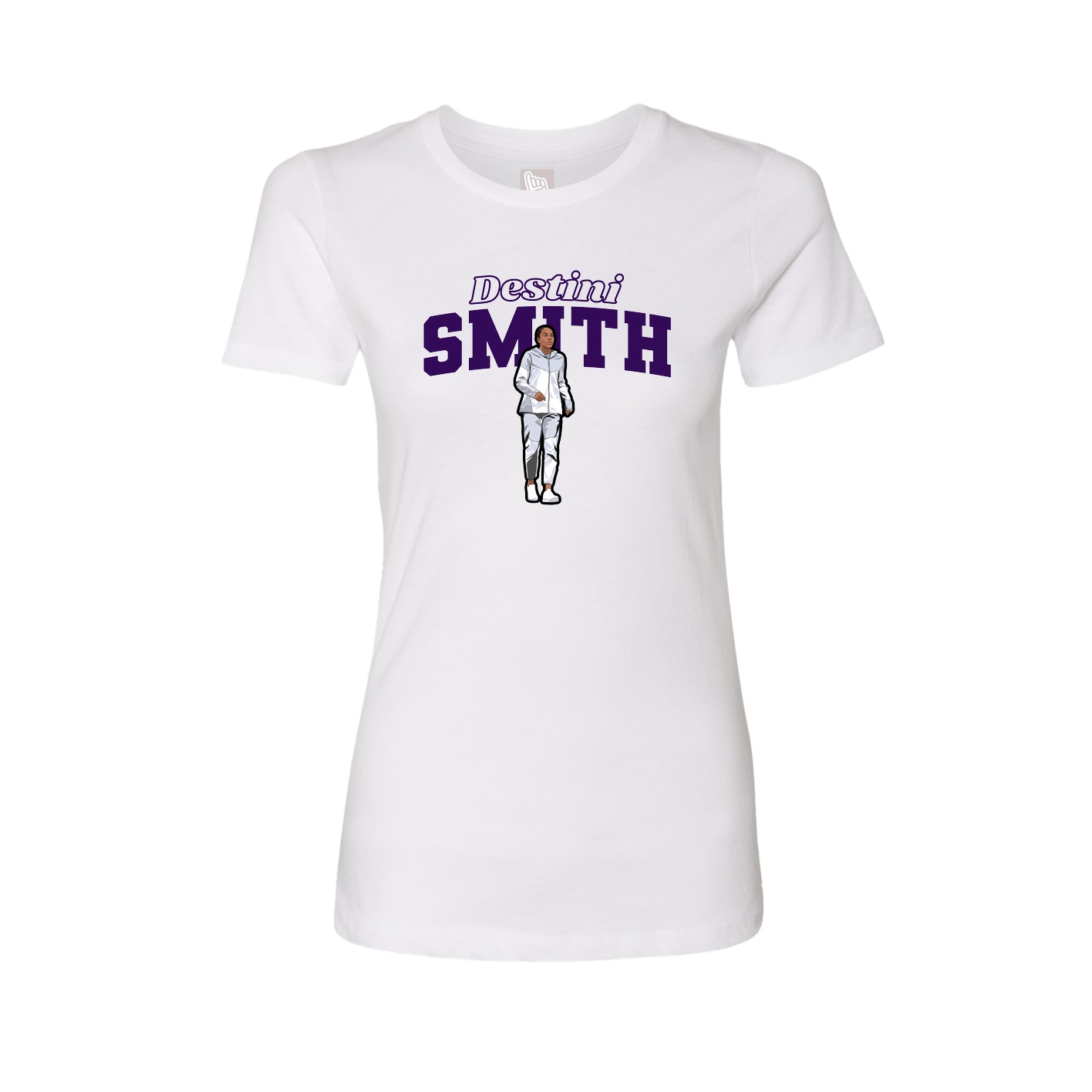 Fitted Women's Tee — Name Arch in White