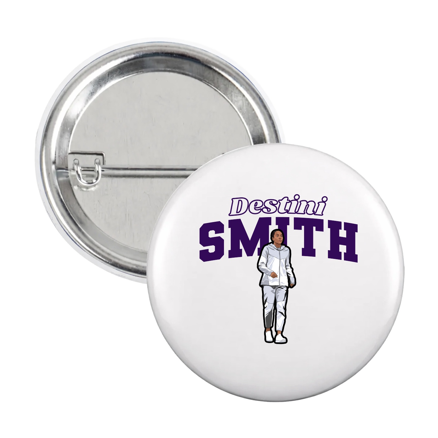 Game Day Button — Name Arch in White