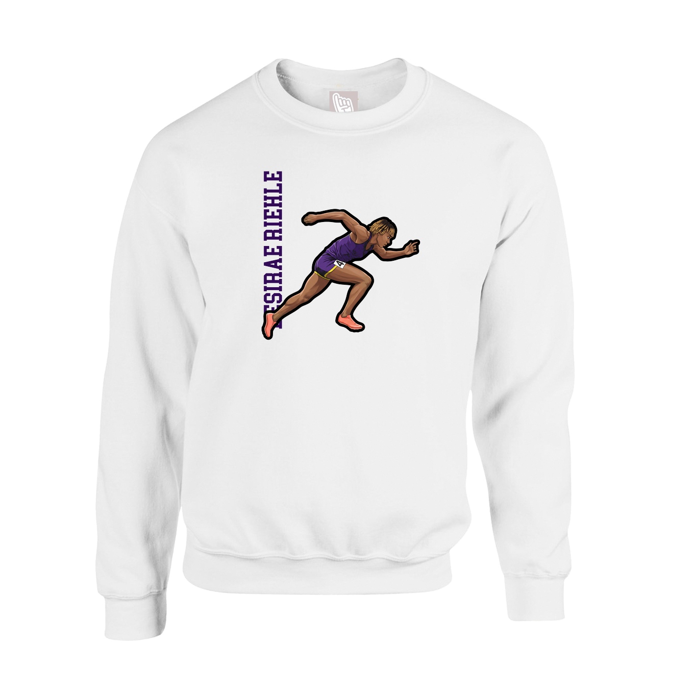 Fleece Crew — Name Vertical in White