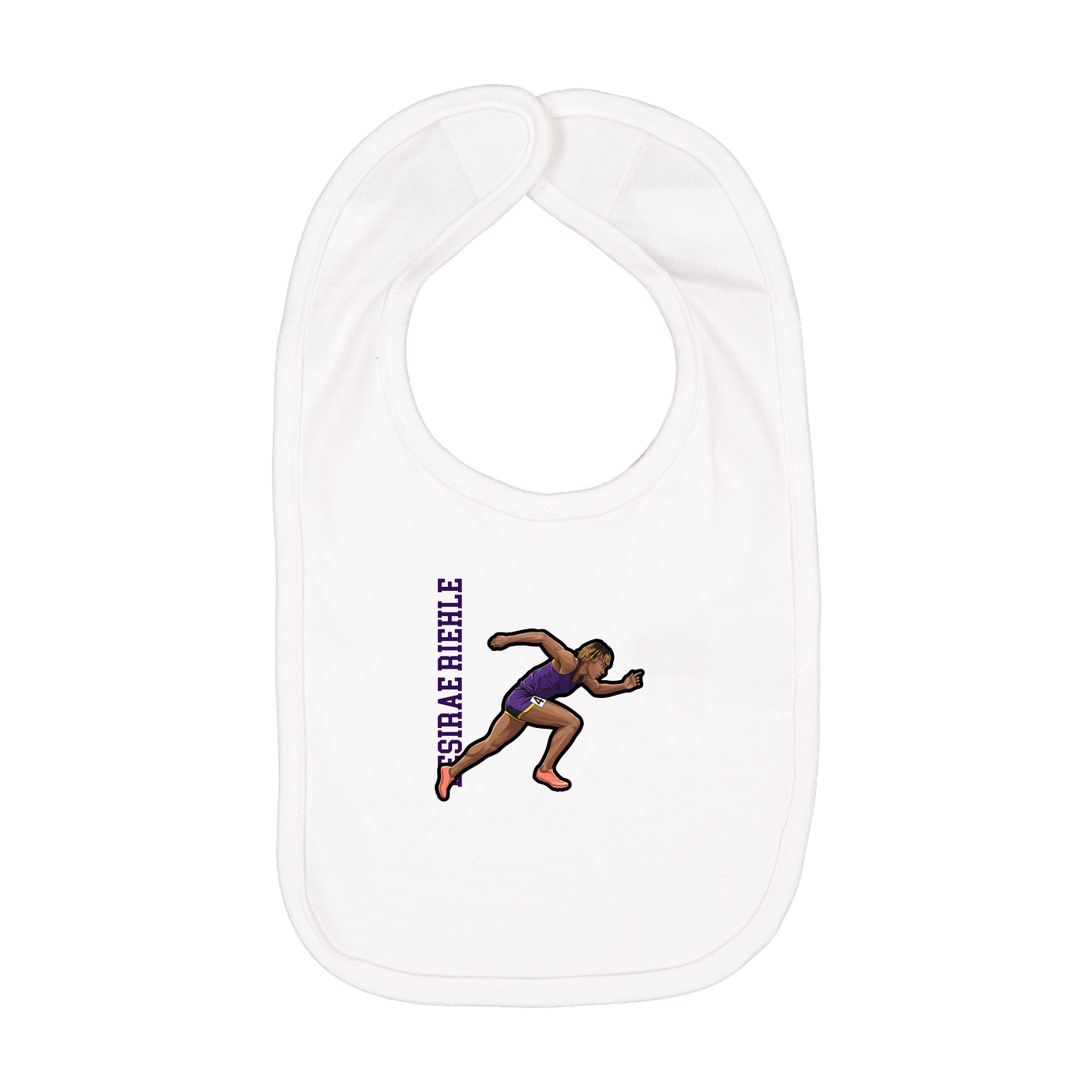 Infant Bib — Name Vertical in White