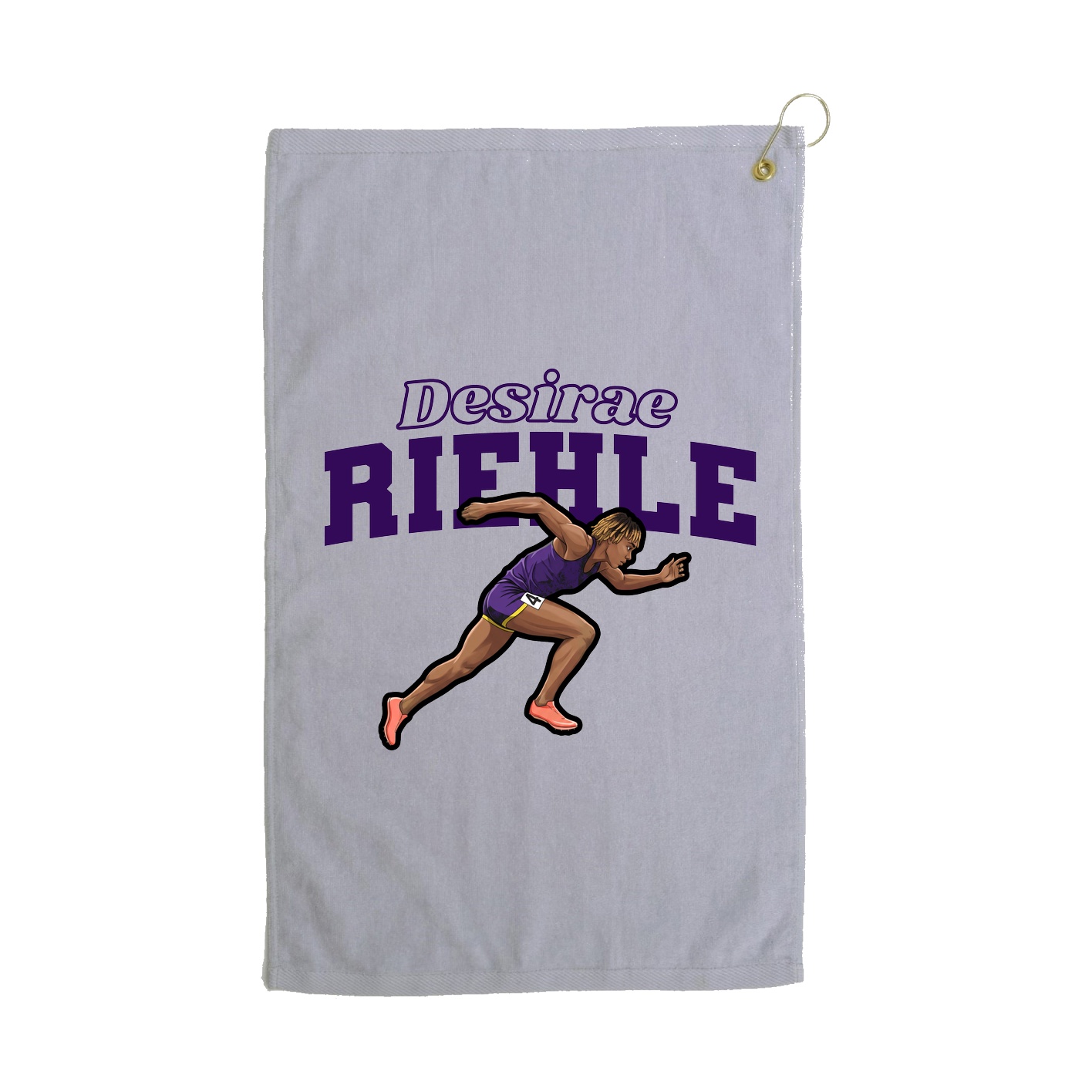 Golf Towel — Name Arch in Grey