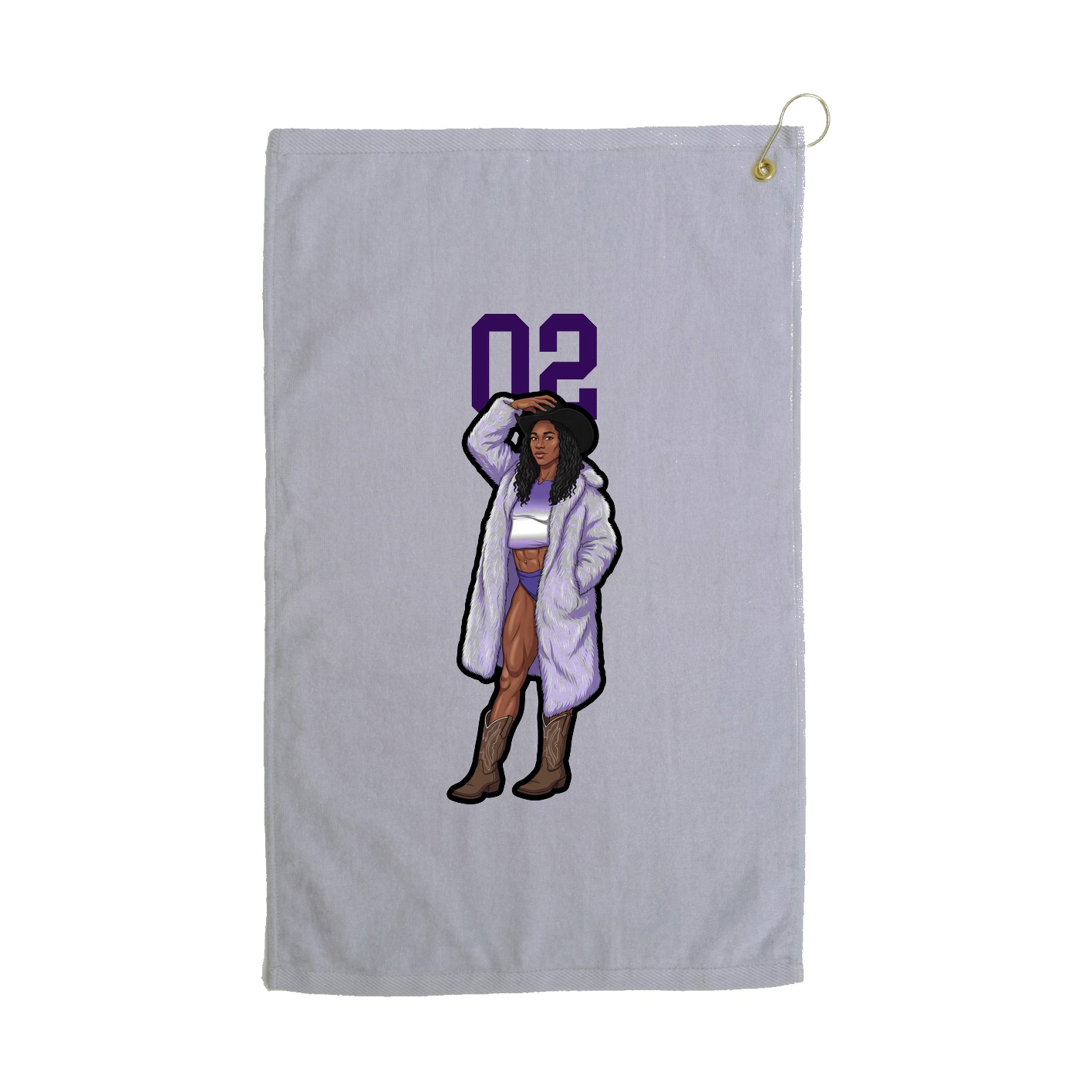 Golf Towel — Number Top in Grey