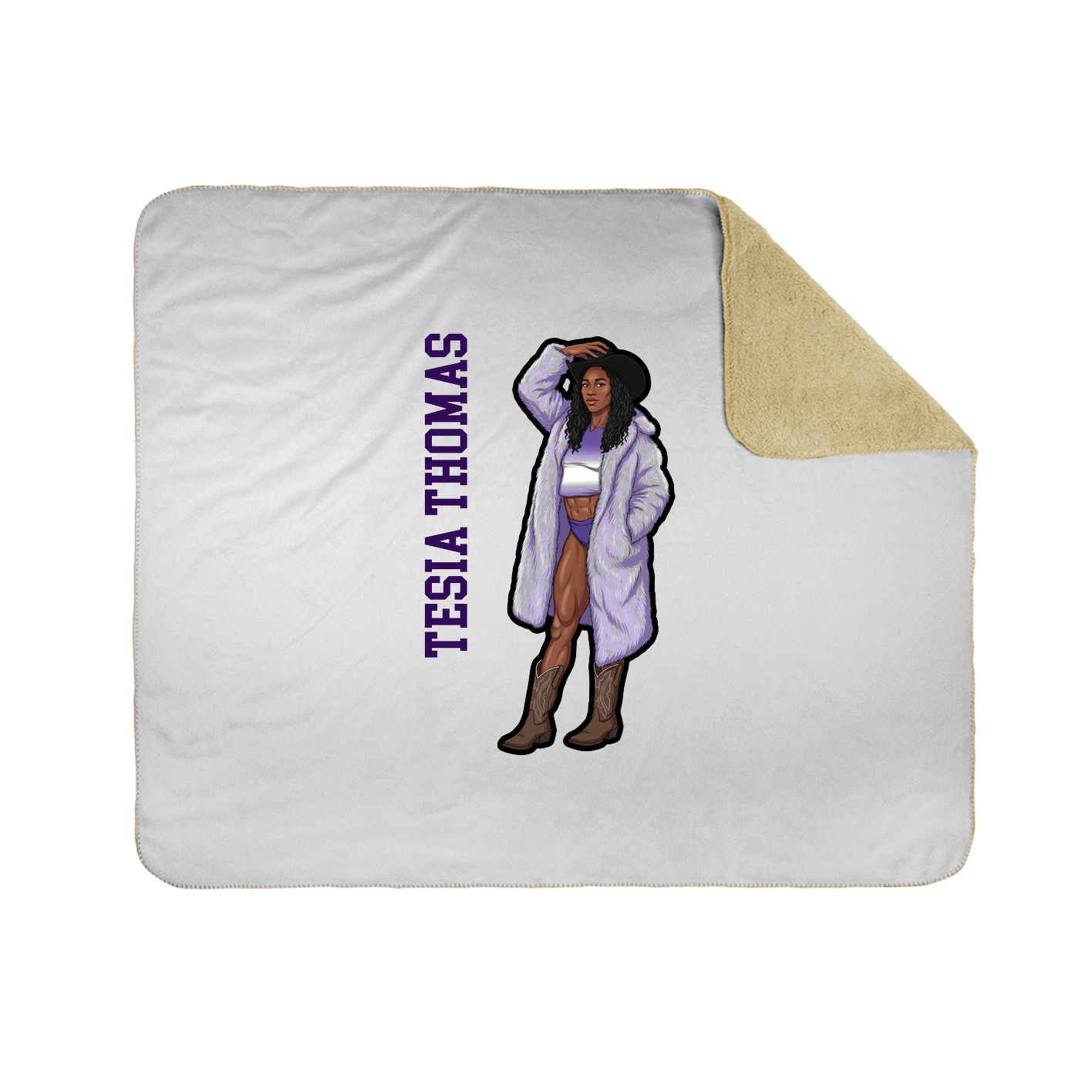 Throw Blanket — Name Vertical in White