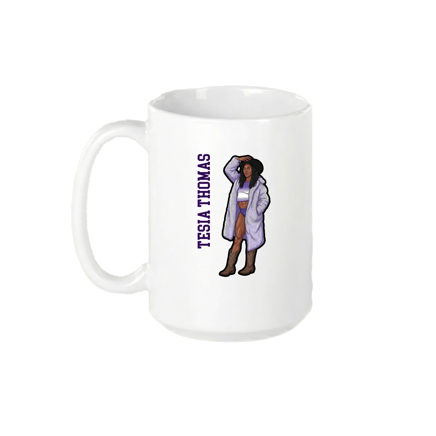 15oz Coffee Mug — Name Vertical in White