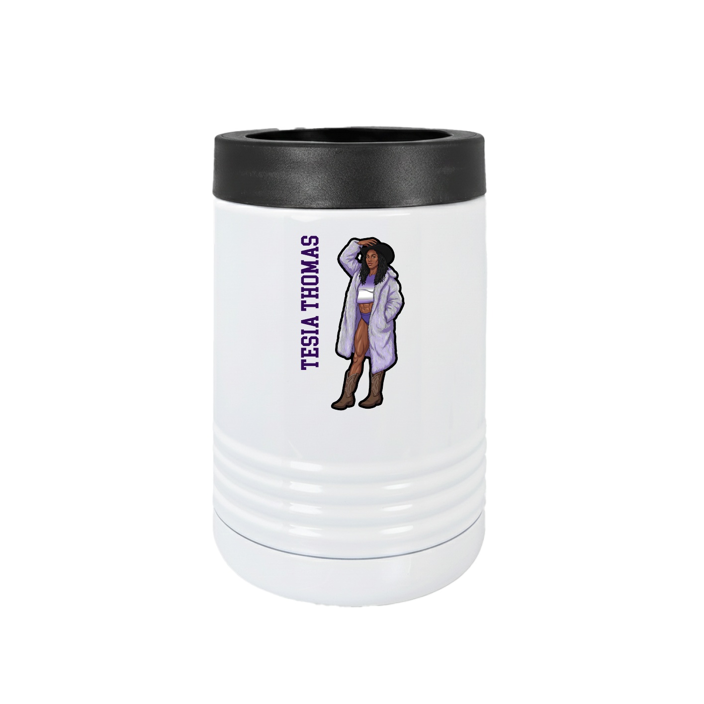 Beverage Holder — Name Vertical in White
