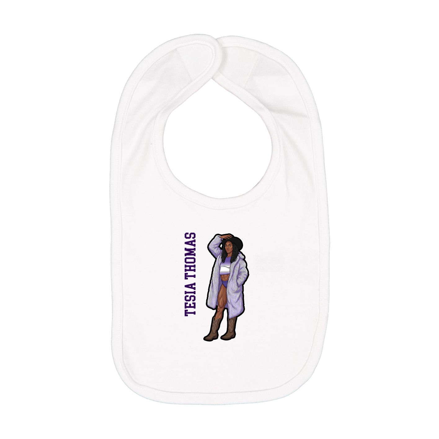 Infant Bib — Name Vertical in White