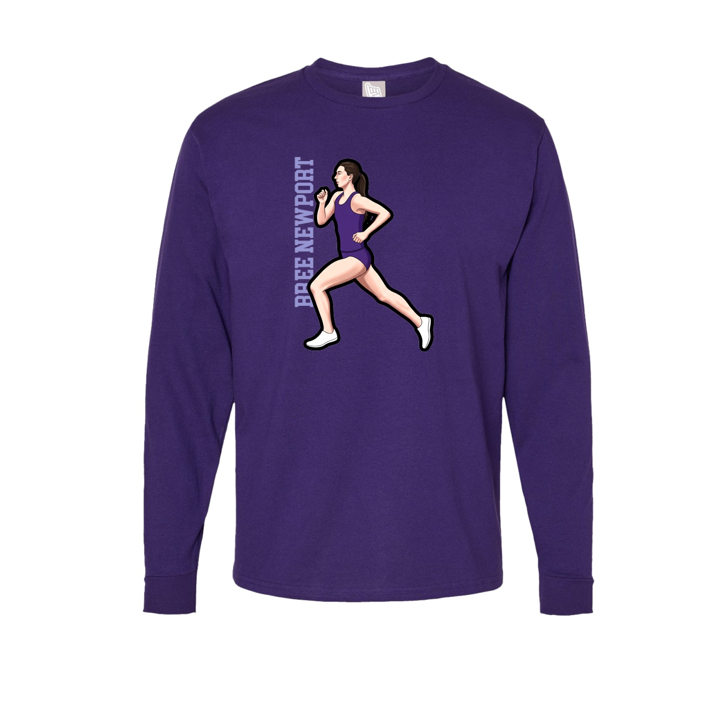 Long Sleeve Tee — Name Vertical in Purple