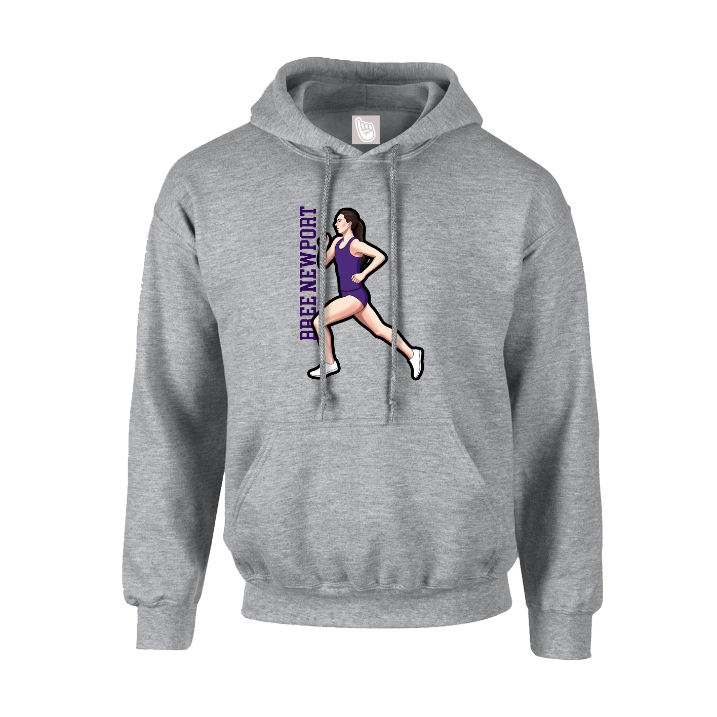 Hoodie — Name Vertical in Grey