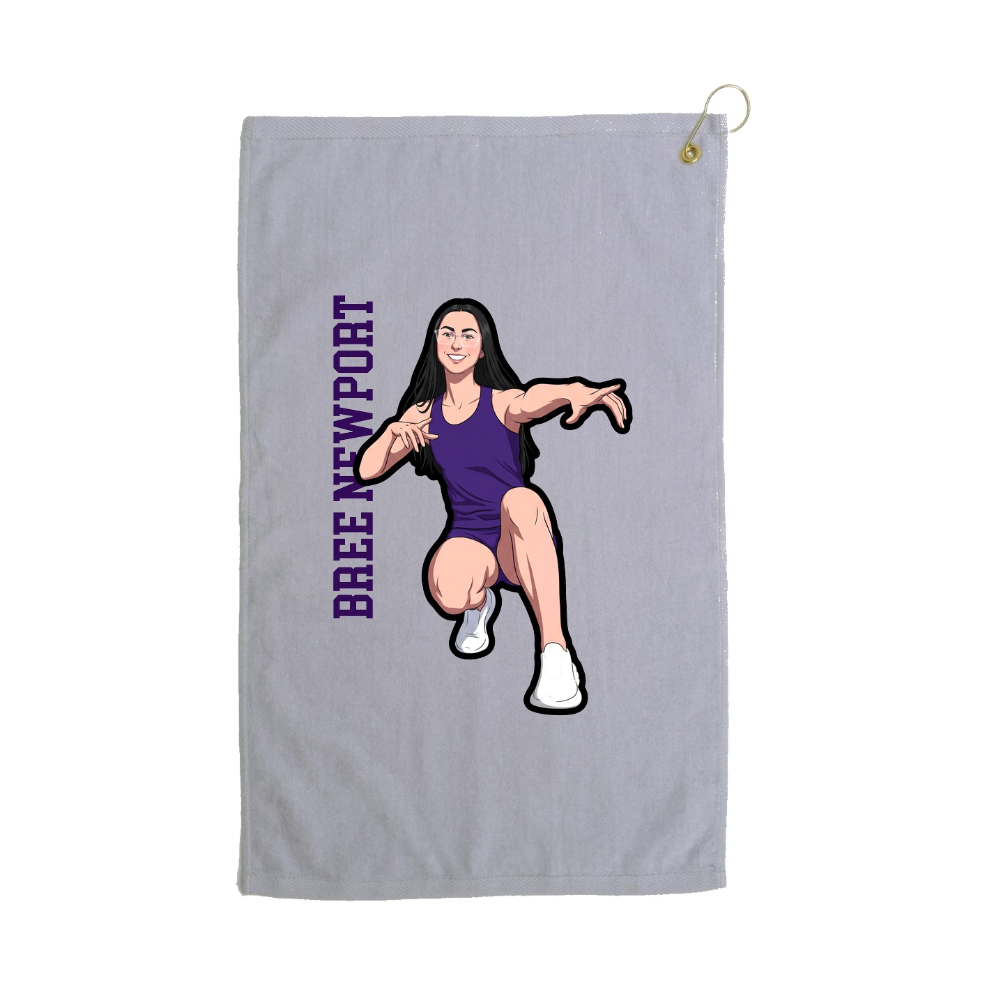 Golf Towel — Name Vertical in Grey