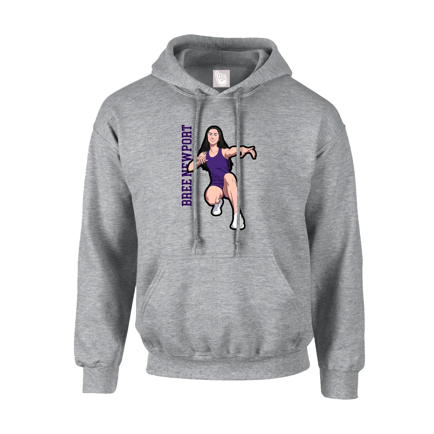 Youth Hoodie — Name Vertical in Grey