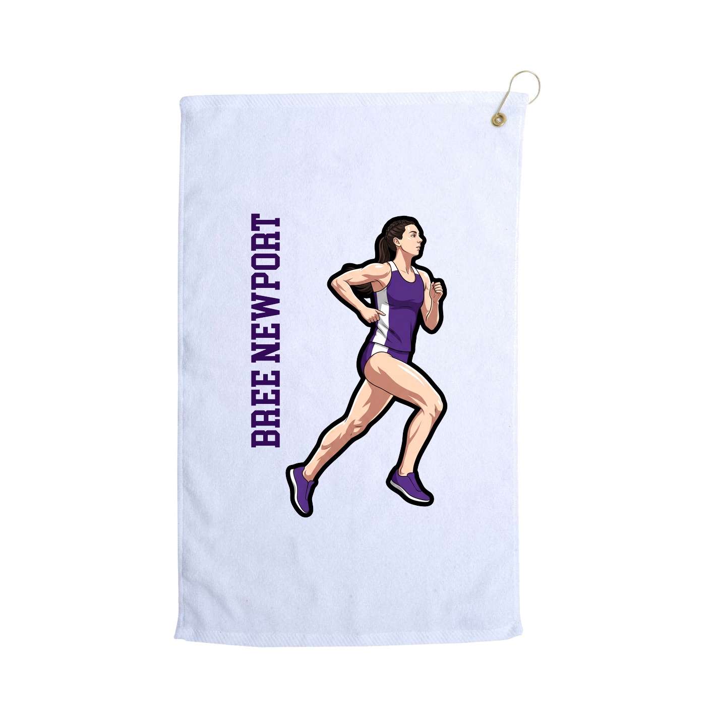 Golf Towel — Name Vertical in White