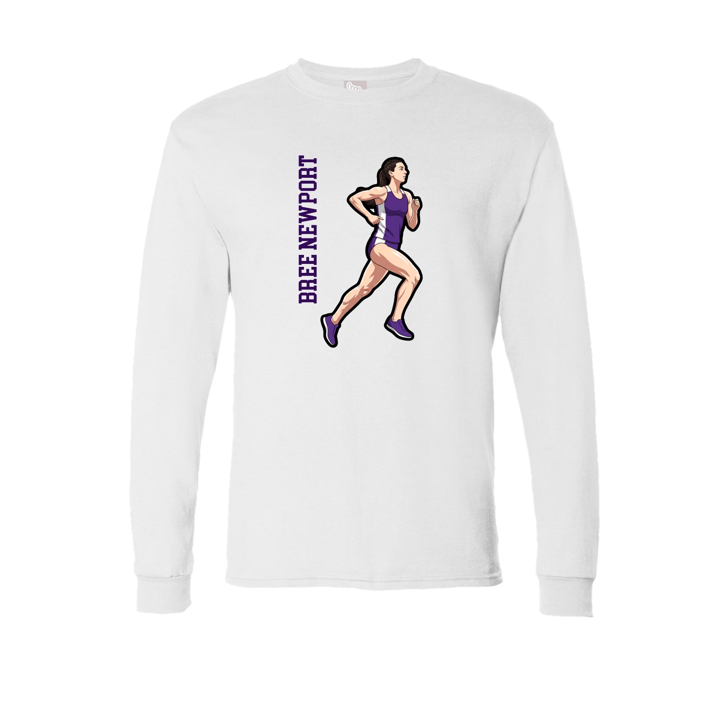 Long Sleeve Tee — Name Vertical in White