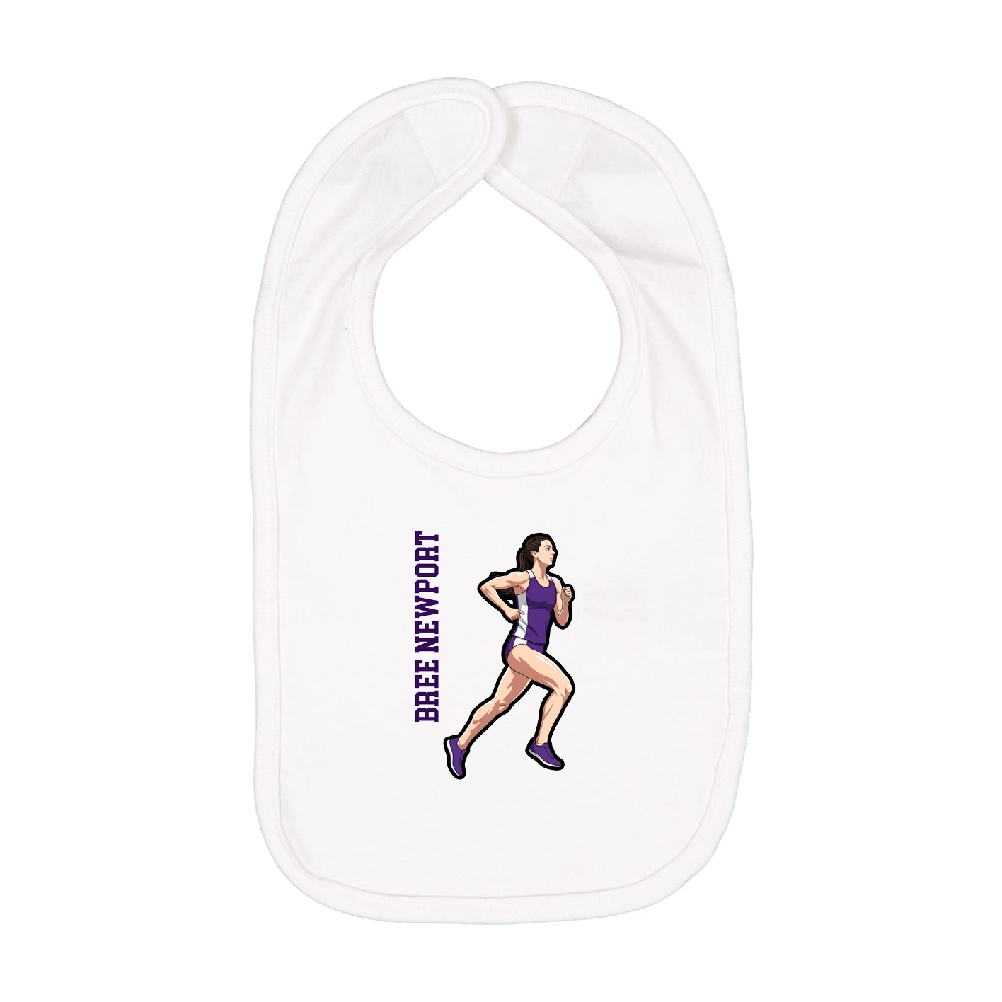 Infant Bib — Name Vertical in White