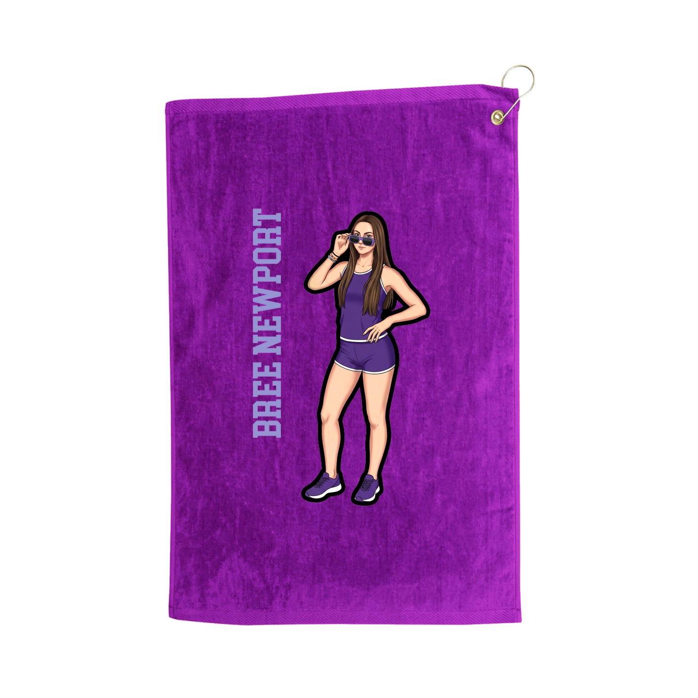 Golf Towel — Name Vertical in Purple