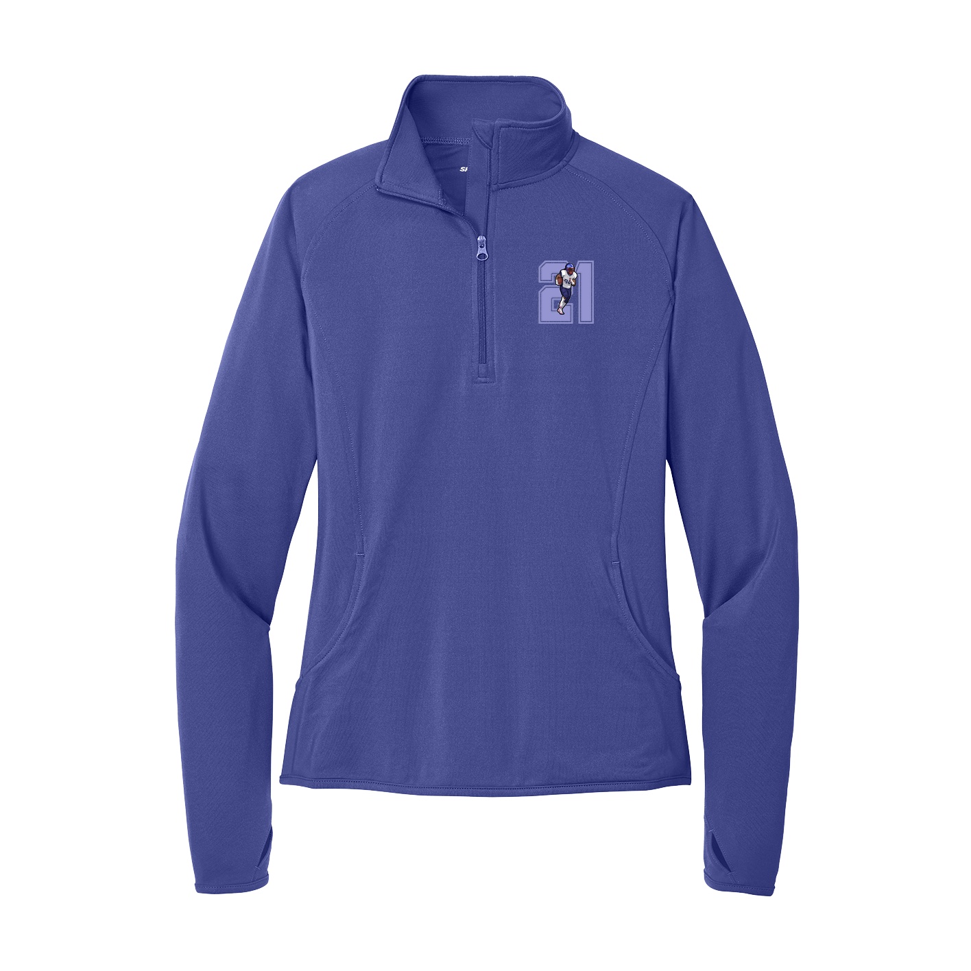 Women's Q-Zip Pullover — Number in Purple