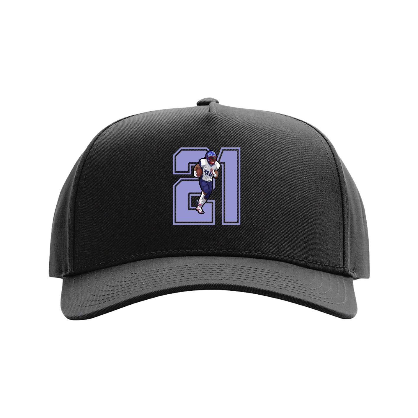 Full Fabric Five-Panel Champ Cap — Number in Black