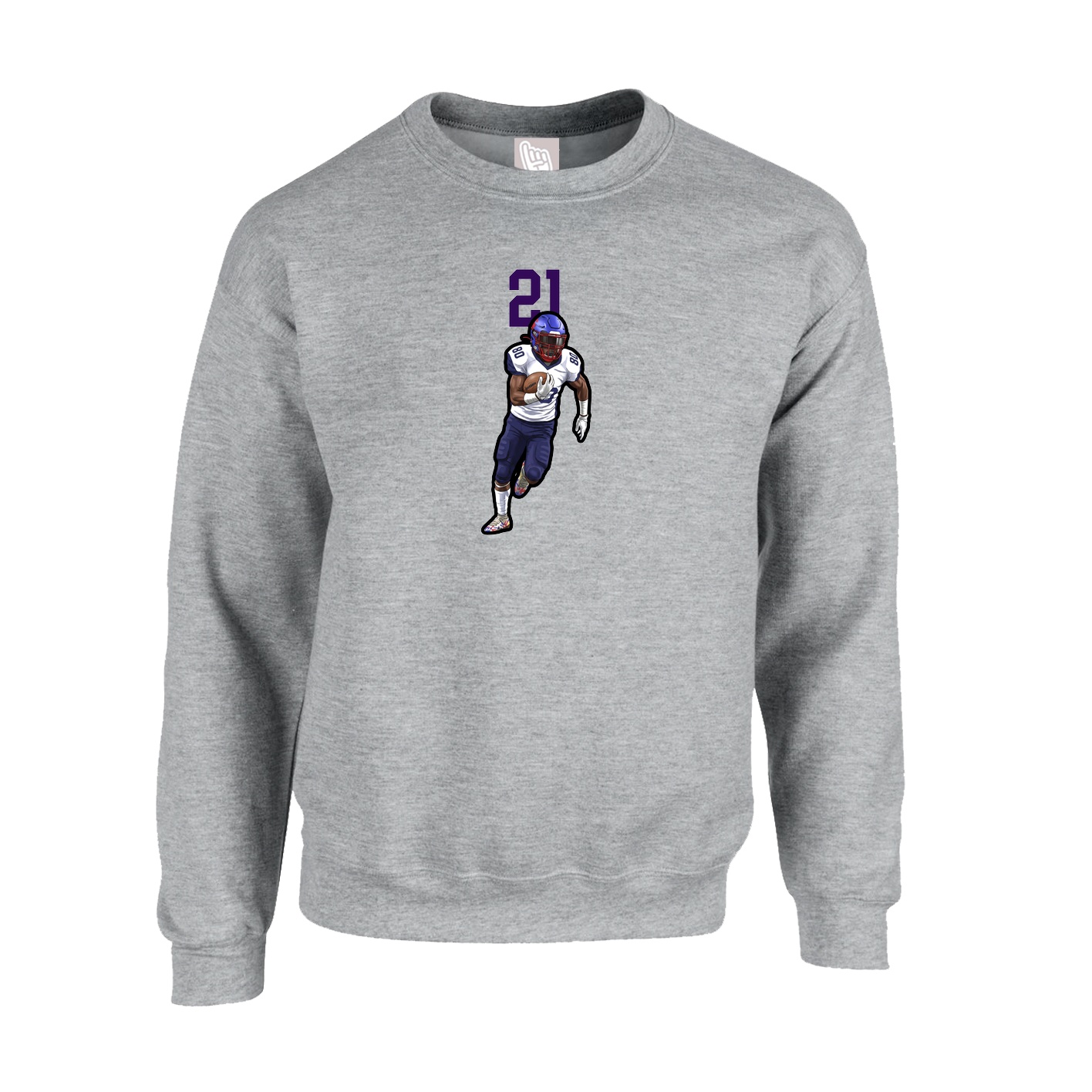 Fleece Crew — Number Top in Grey