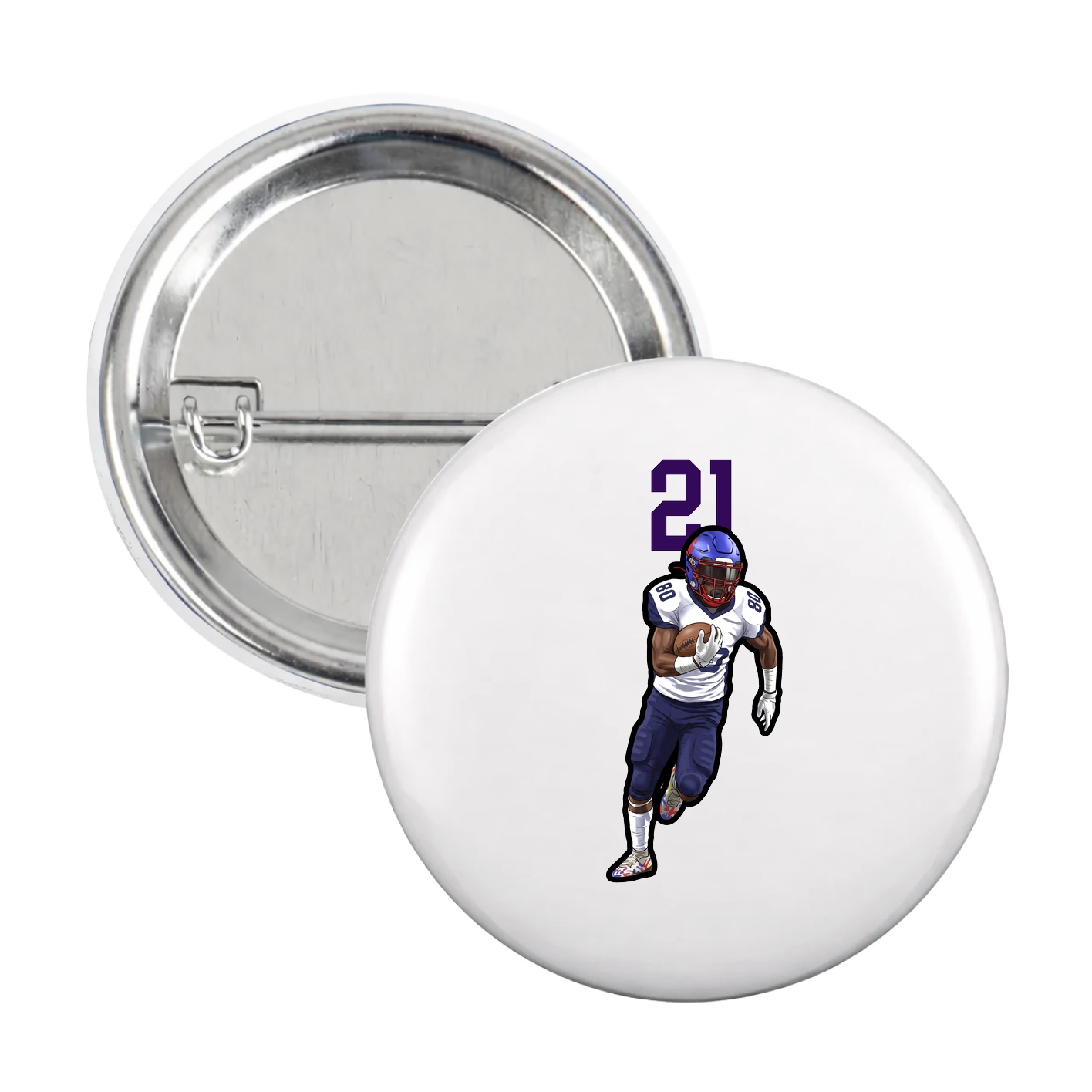 Game Day Button — Number Top in White