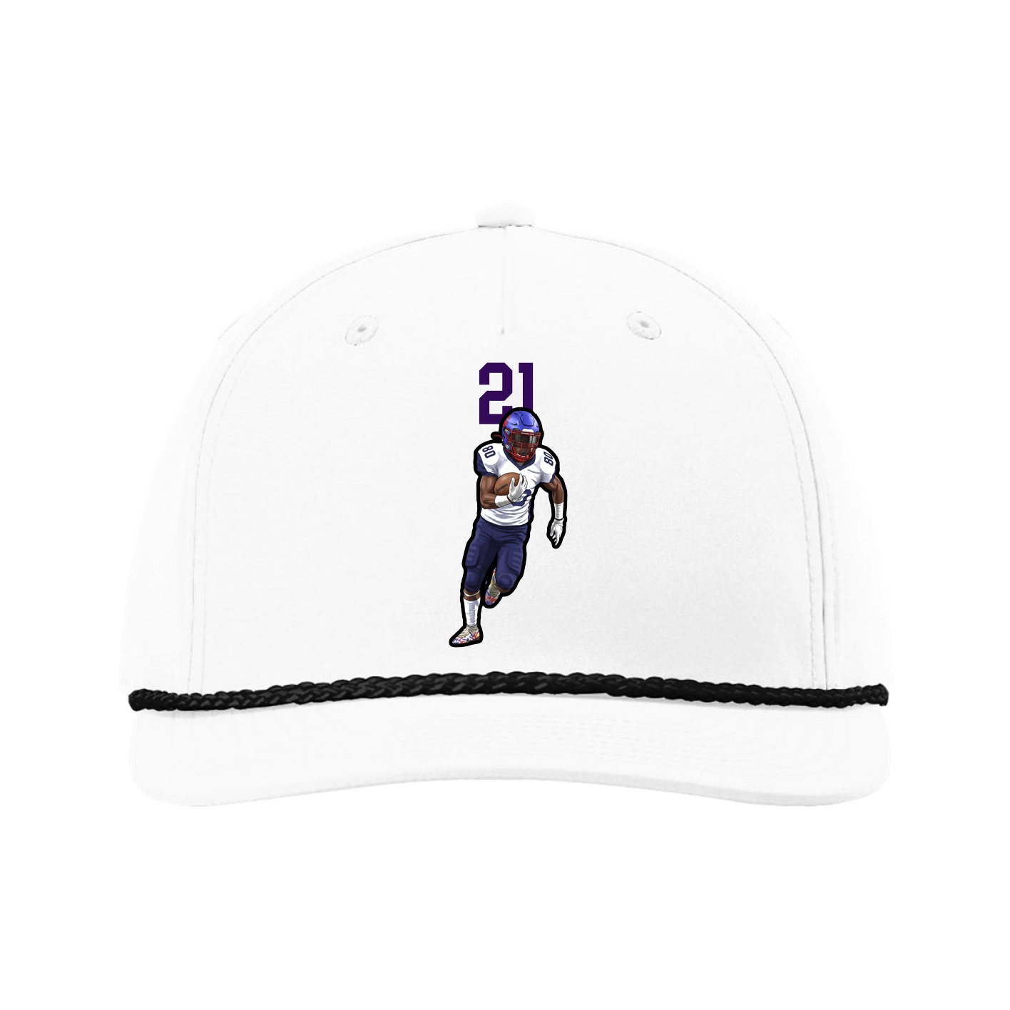 Five-Panel Classic Rope Cap — Number Top in White