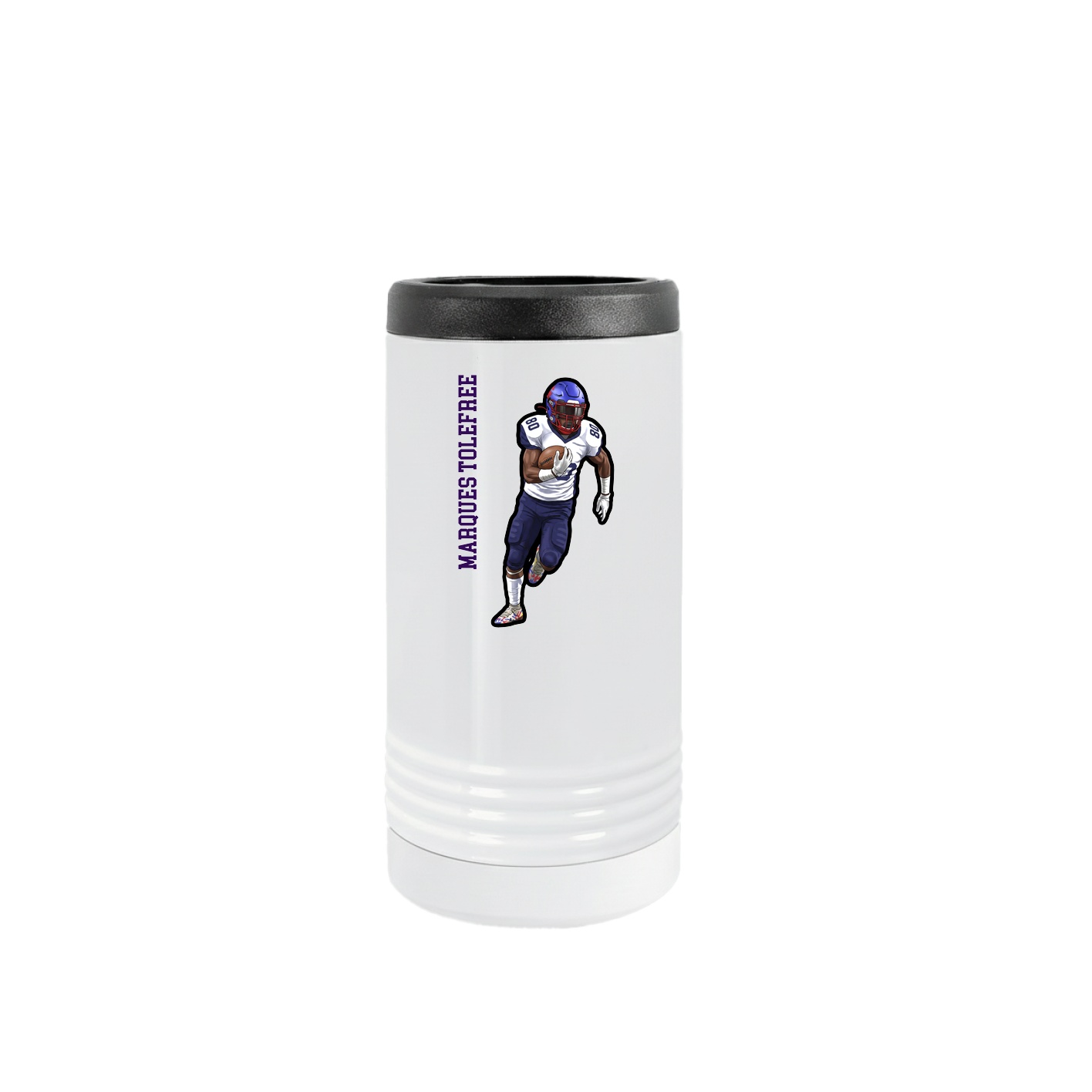 Slim Beverage Holder — Name Vertical in White