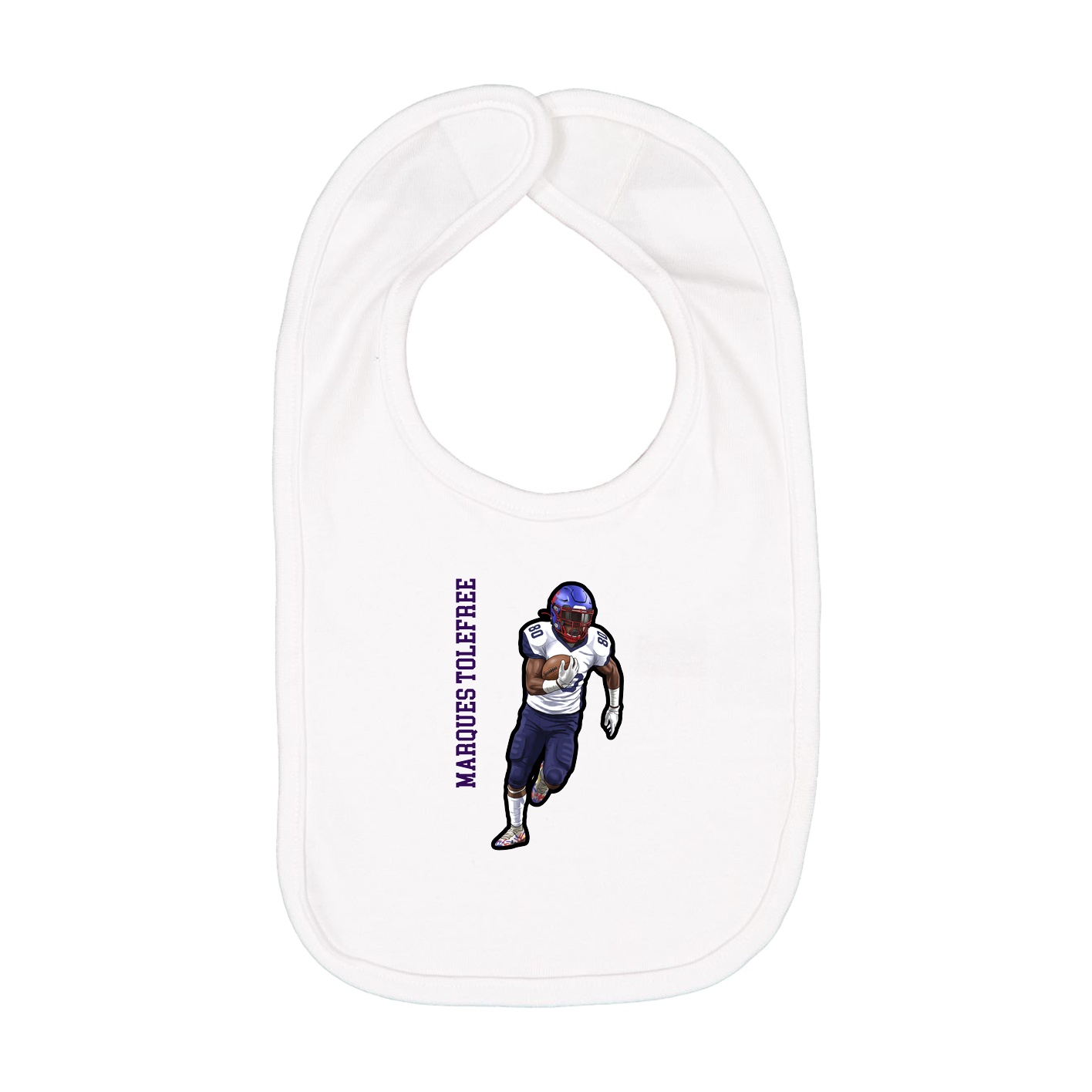 Infant Bib — Name Vertical in White