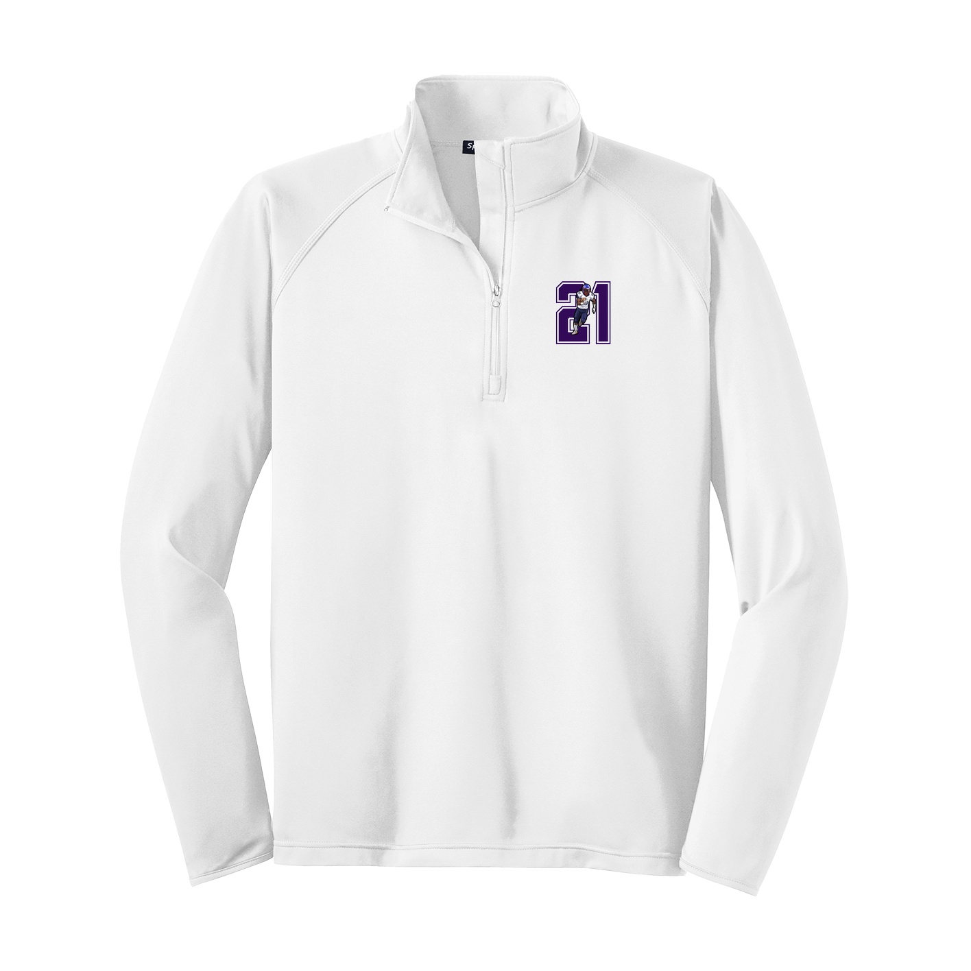 Q-Zip Pullover — Number in White