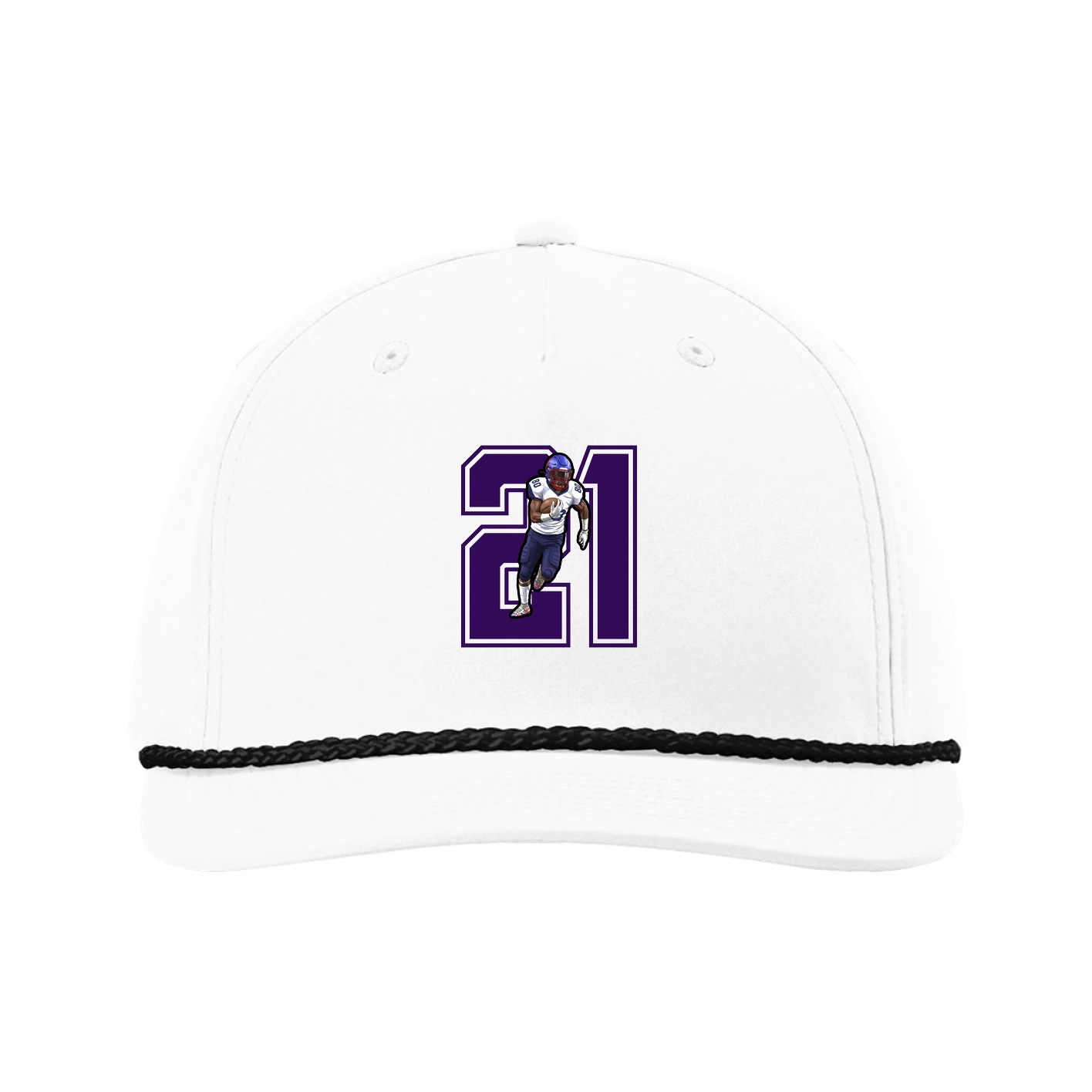 Five-Panel Classic Rope Cap — Number in White