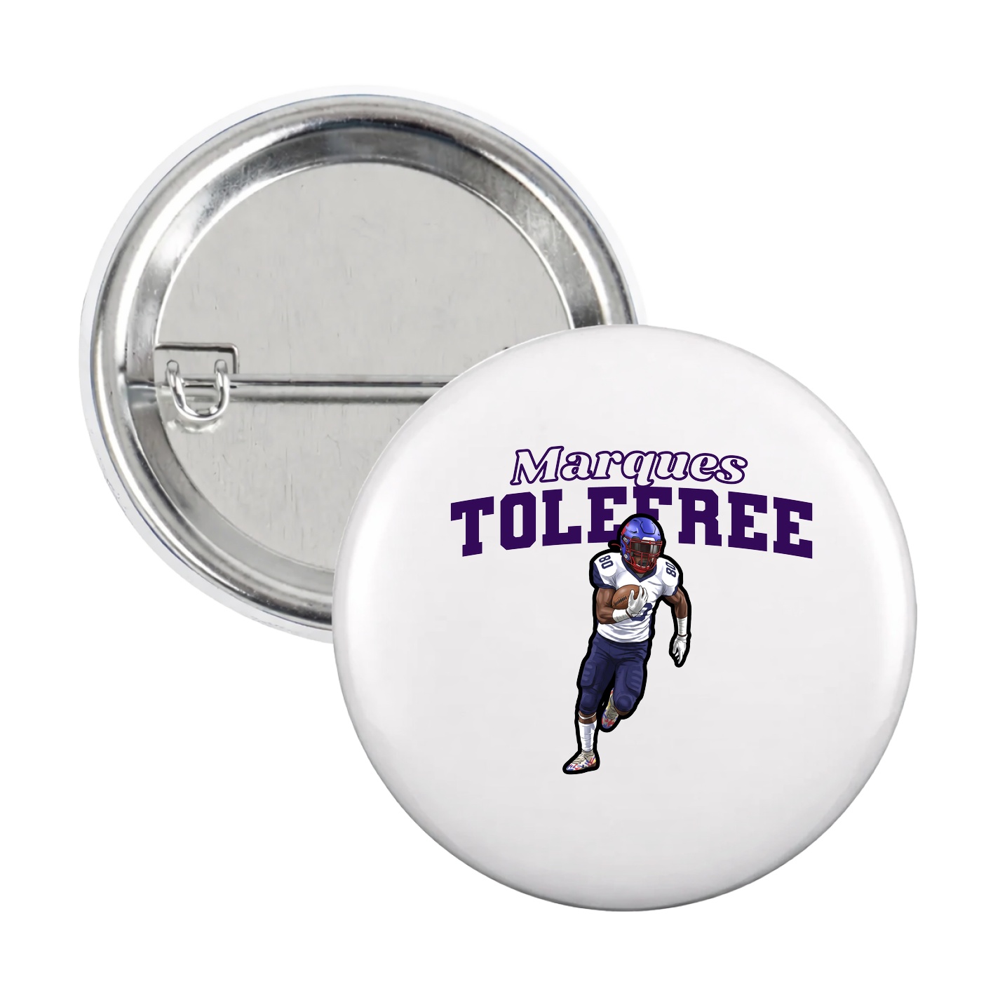 Game Day Button — Name Arch in White