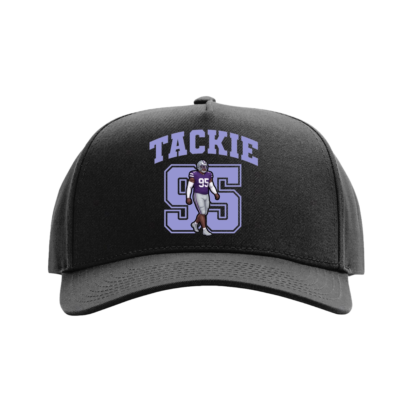 Full Fabric Five-Panel Champ Cap — Number in Black