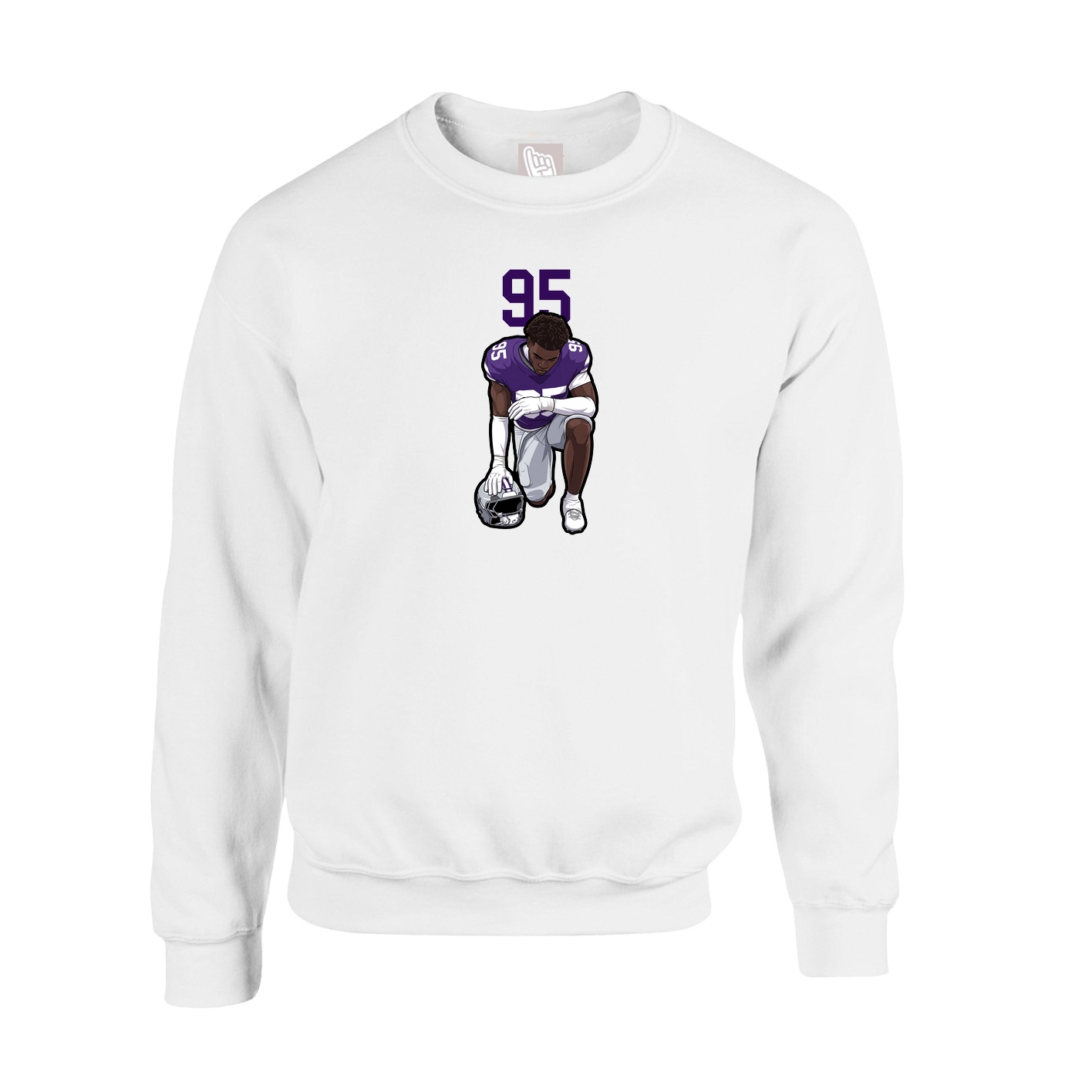 Fleece Crew — Number Top in White