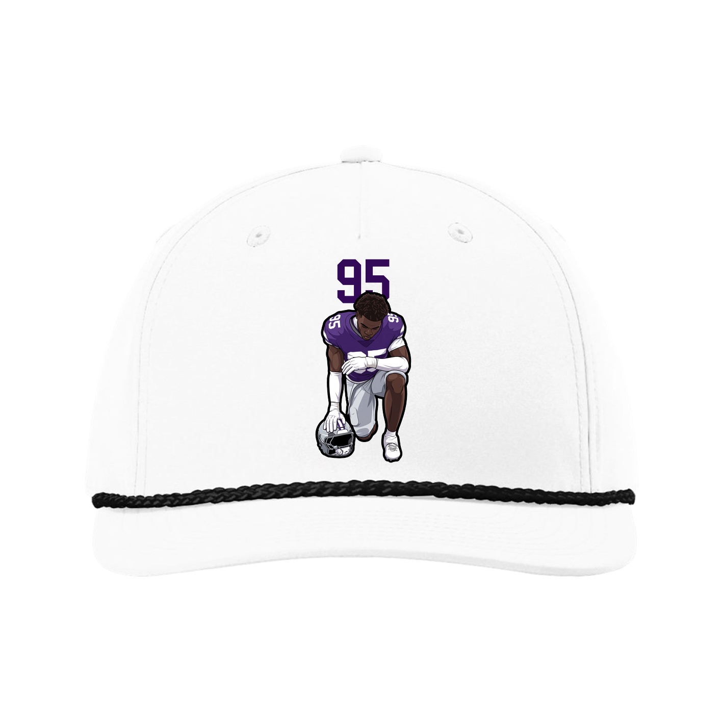Five-Panel Classic Rope Cap — Number Top in White