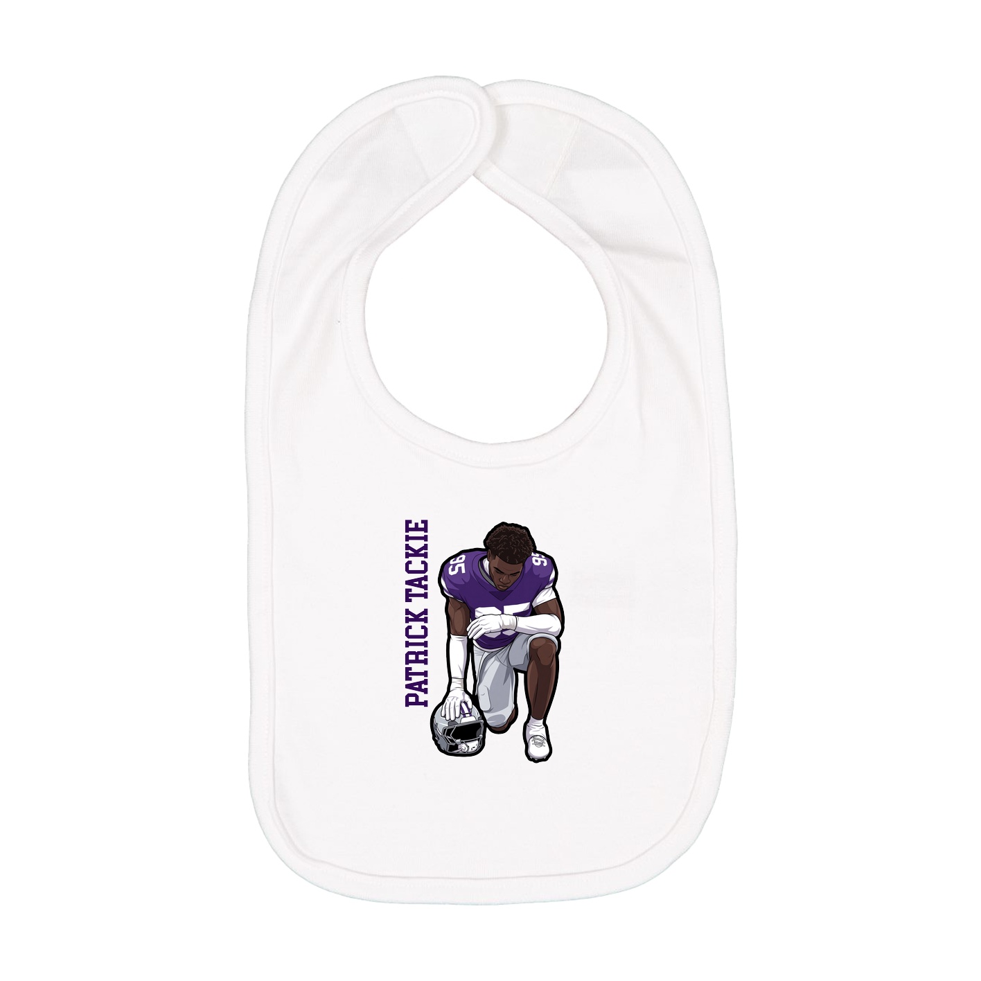 Infant Bib — Name Vertical in White