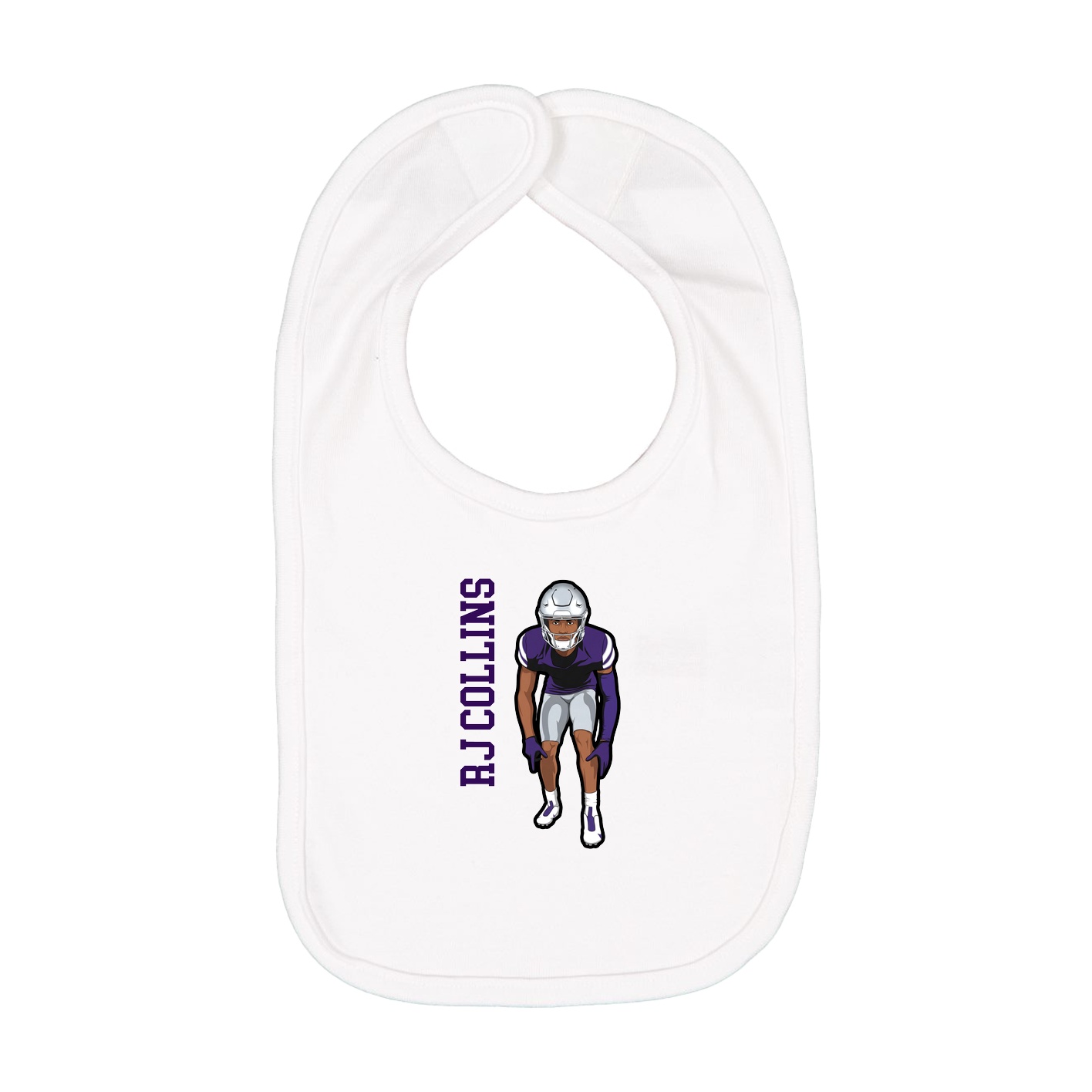 Infant Bib — Name Vertical in White