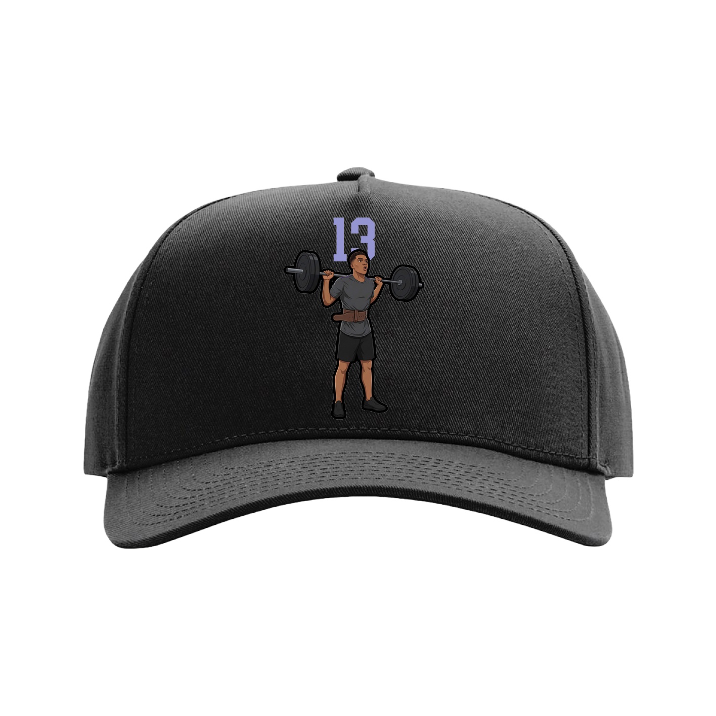 Full Fabric Five-Panel Champ Cap — Number Top in Black