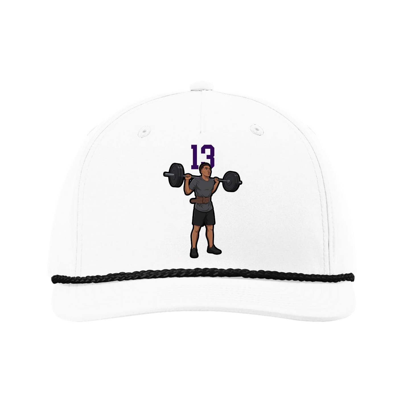 Five-Panel Classic Rope Cap — Number Top in White