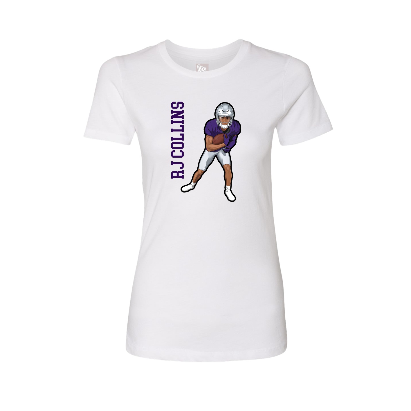 Fitted Women's Tee — Name Vertical in White
