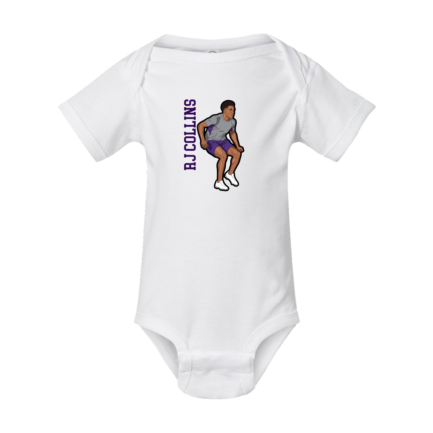 Baby Onesie — Name Vertical in White