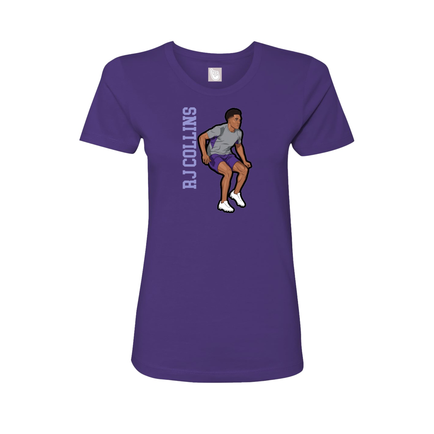 Fitted Women's Tee — Name Vertical in Purple