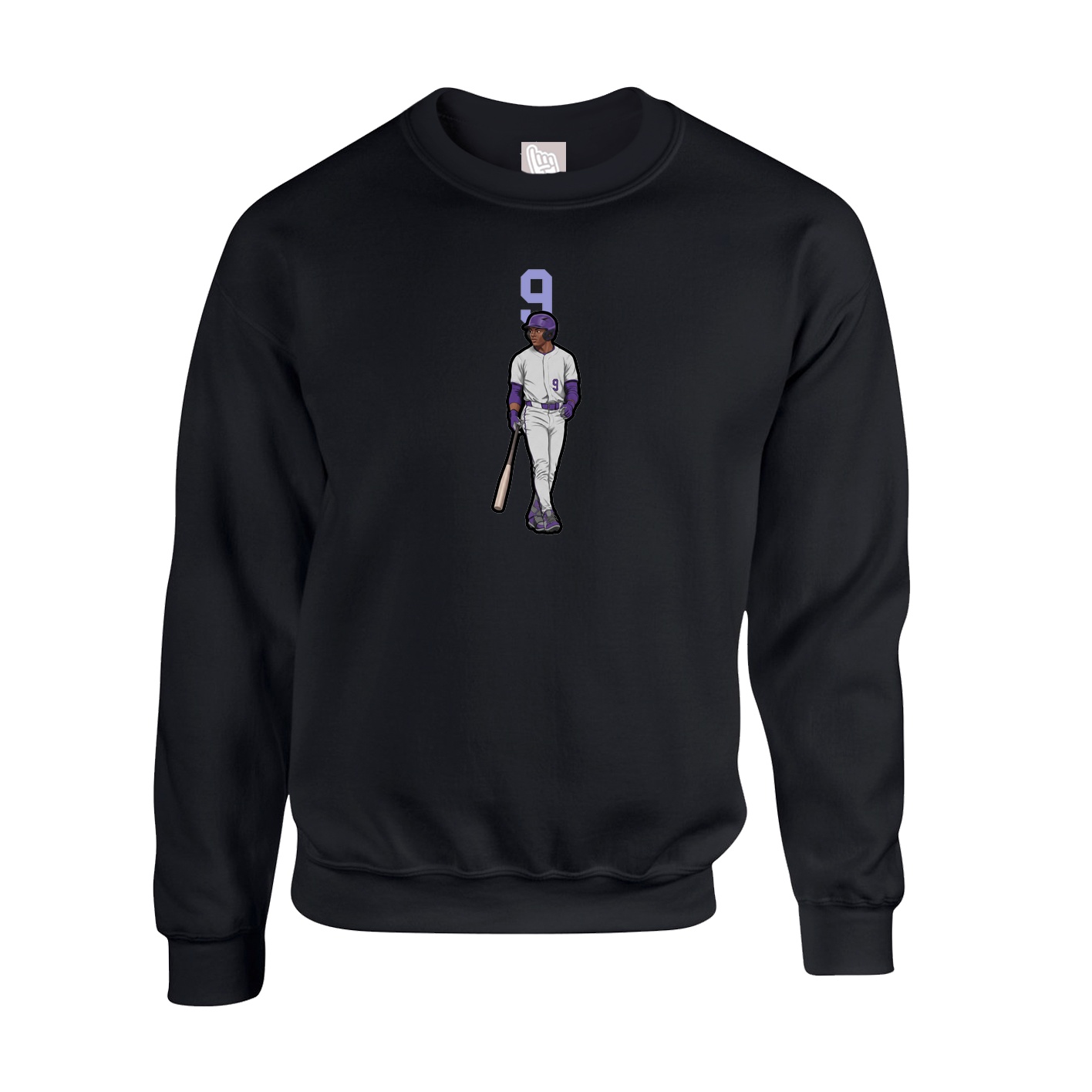 Fleece Crew — Number Top in Black