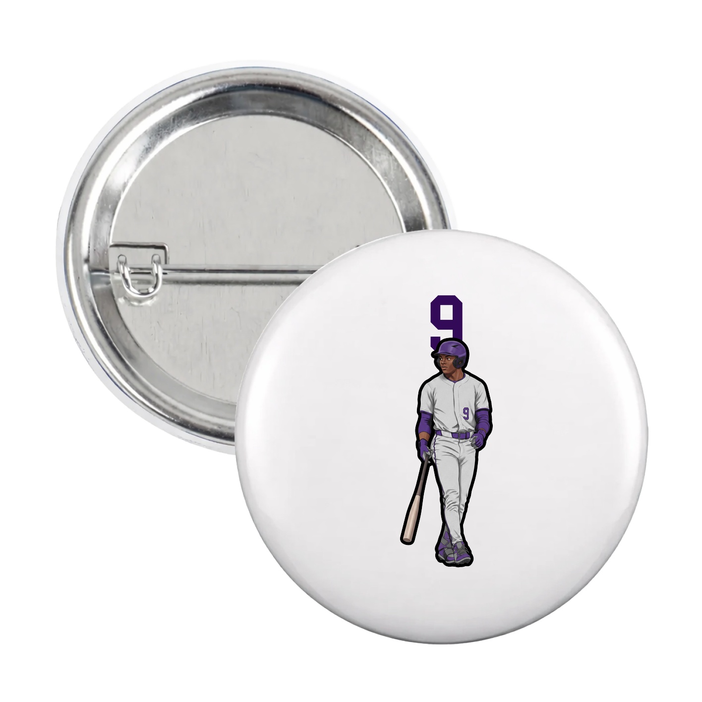 Game Day Button — Number Top in White