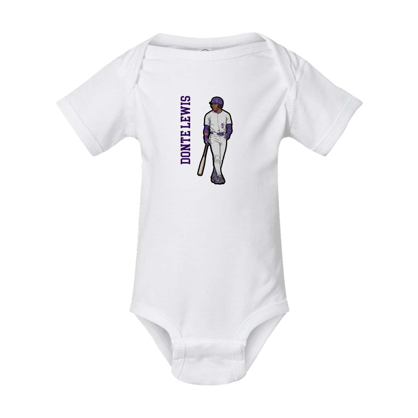 Baby Onesie — Name Vertical in White